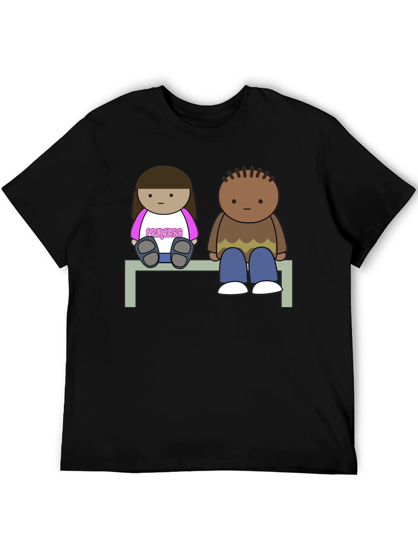 Cartoon Couple Sitting on Bench T-Shirt