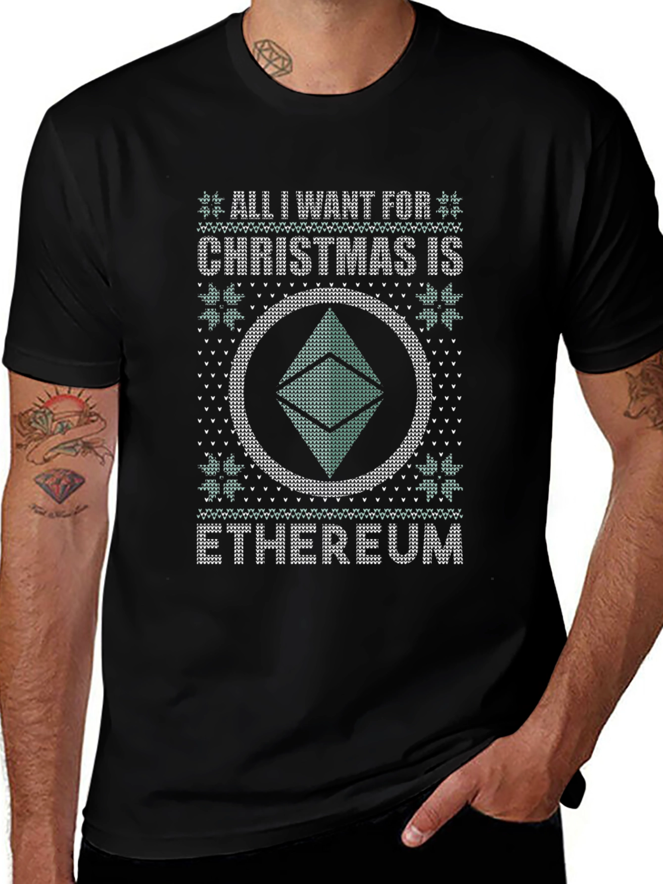 Ethereum Ugly Christmas Sweater Style T-Shirt