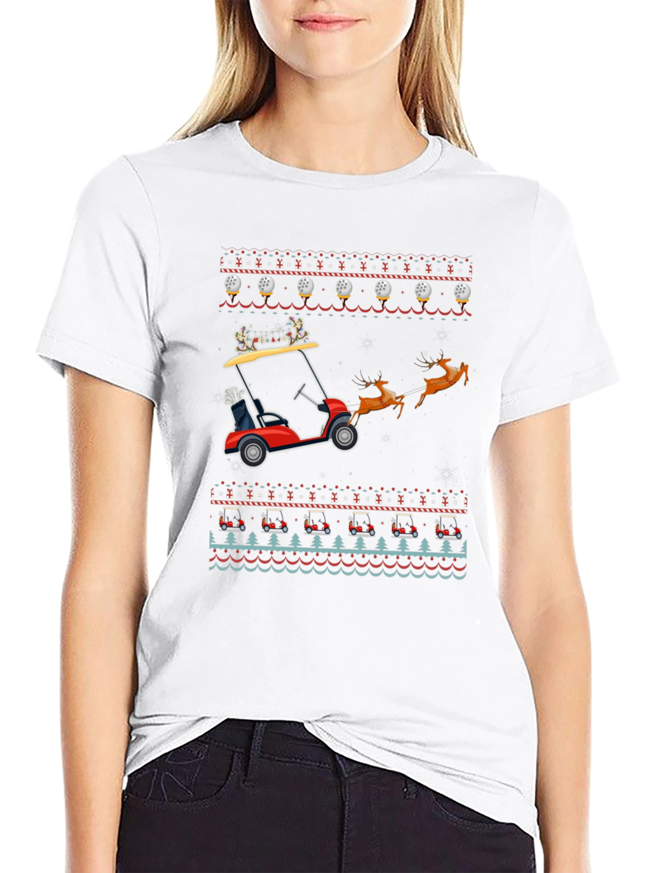 Christmas Golf Cart Ugly Sweater T-Shirt