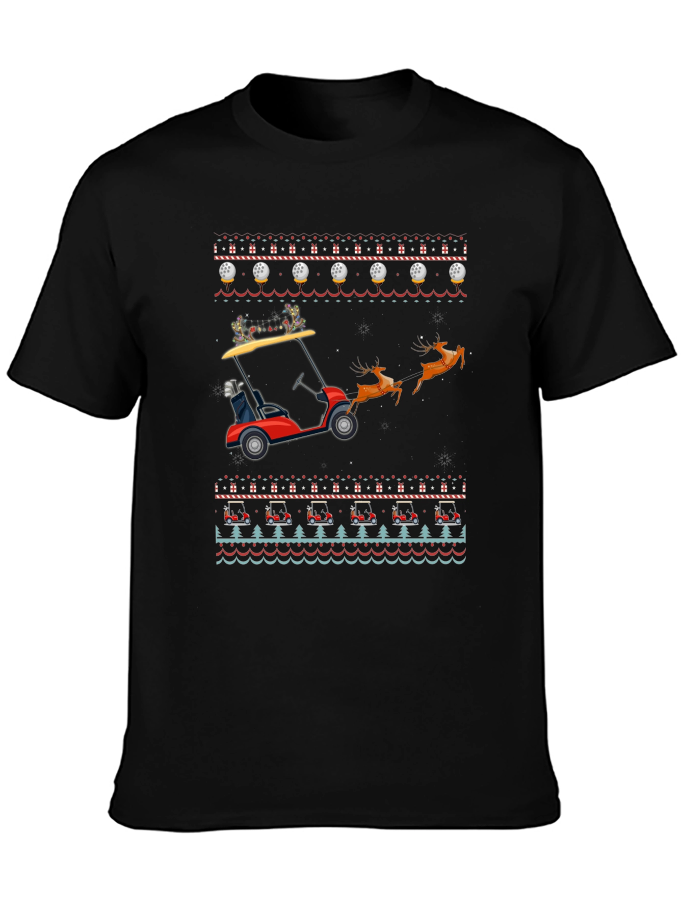 Christmas Golf Cart Ugly Sweater T-Shirt