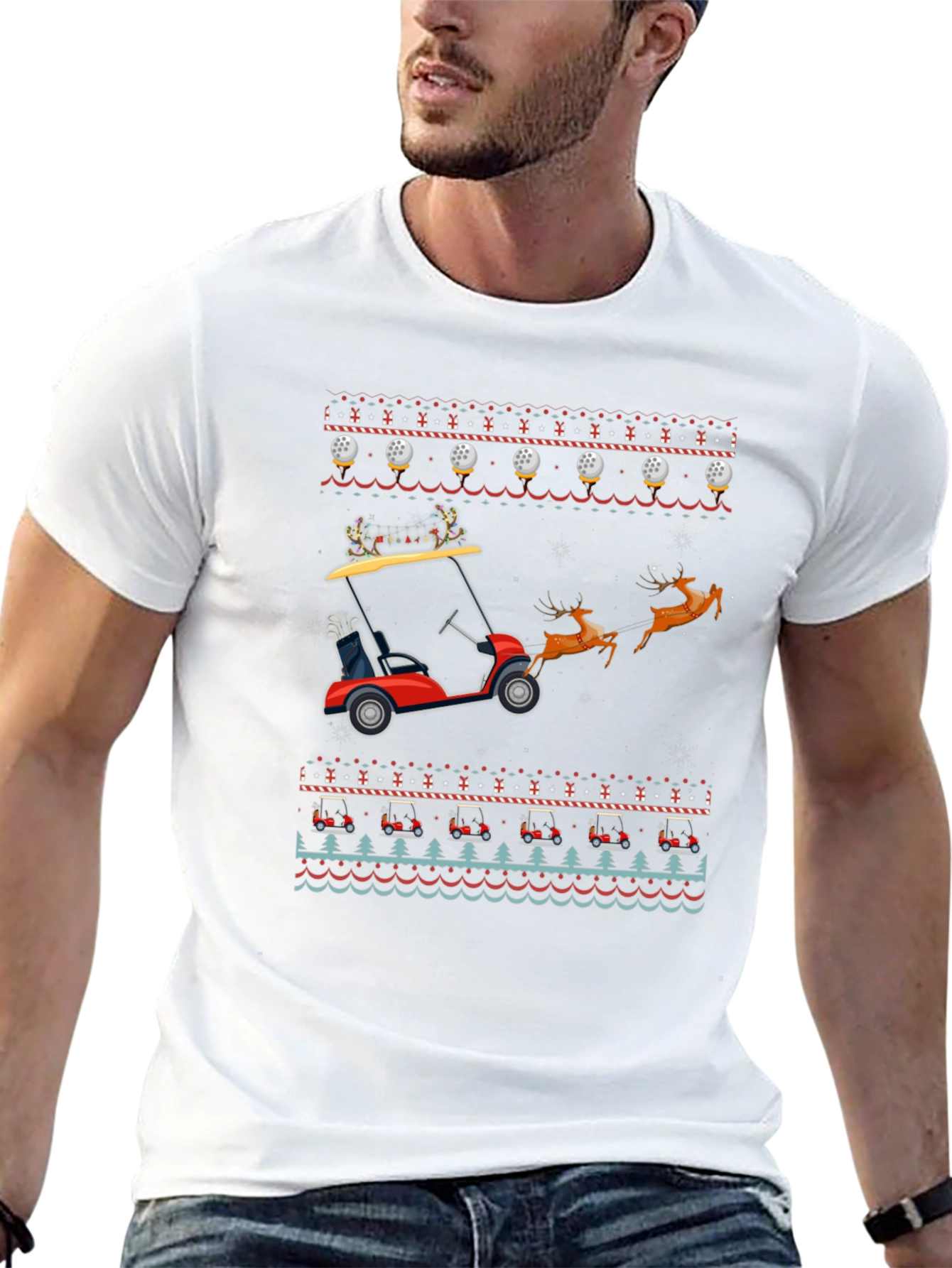 Christmas Golf Cart Ugly Sweater T-Shirt
