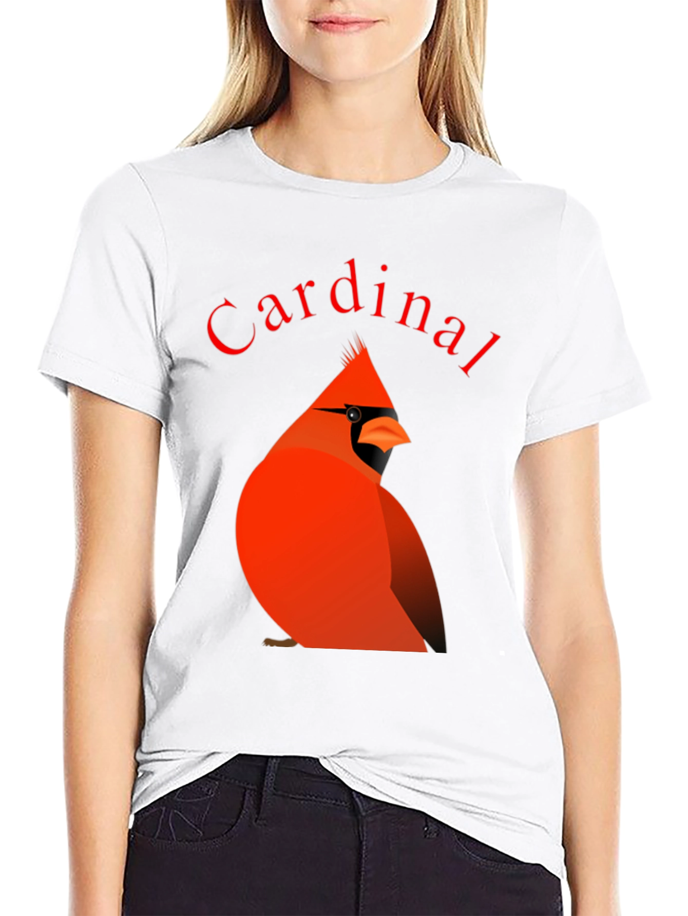 Cardinal Bird Graphic Tee - Black Cotton T-Shirt
