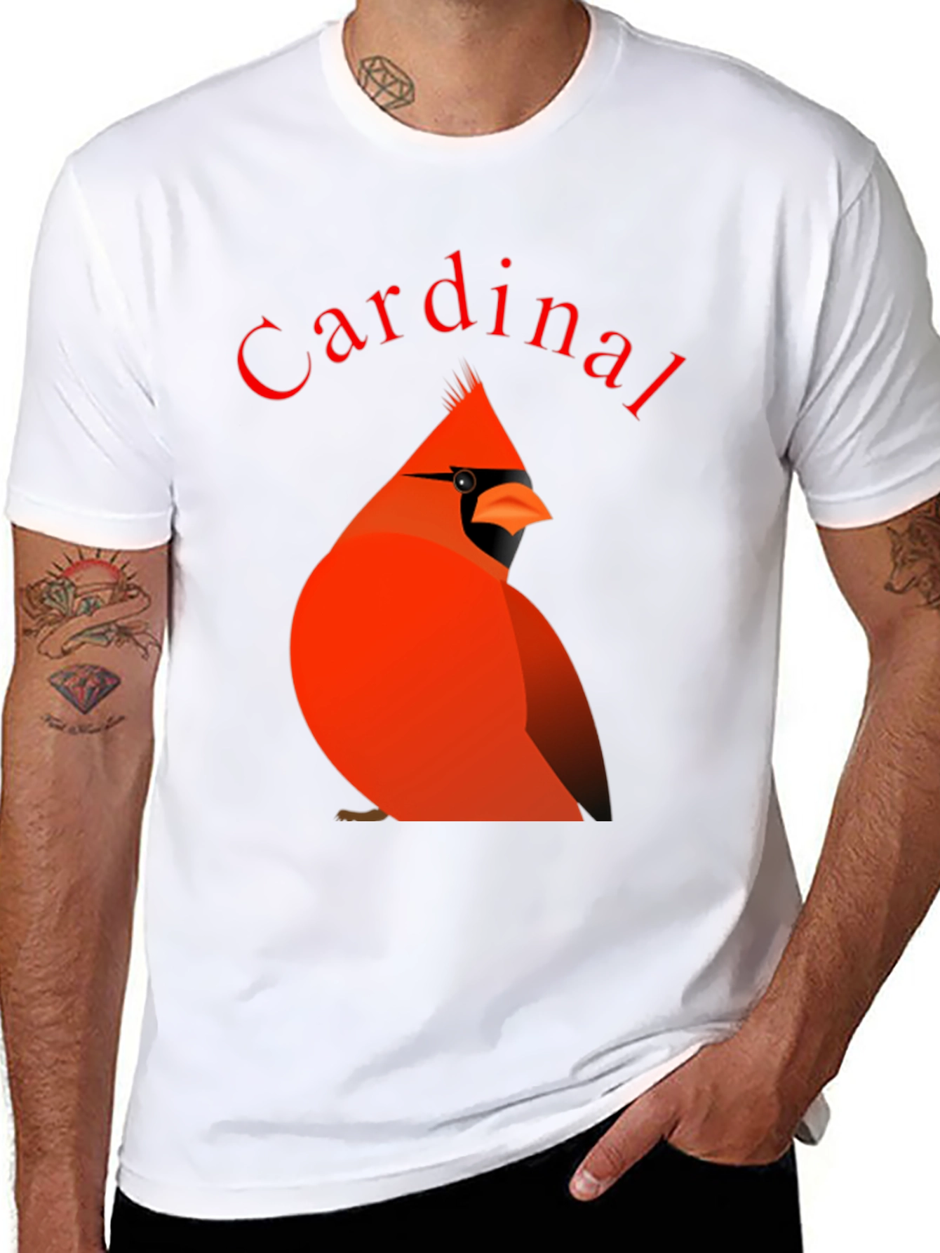 Cardinal Bird Graphic Tee - Black Cotton T-Shirt