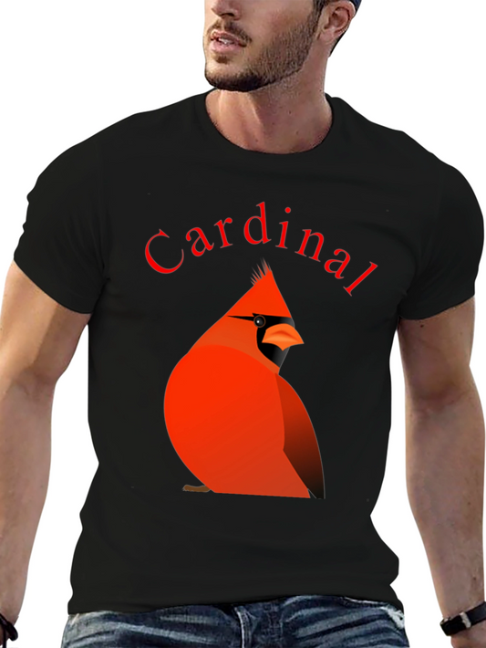 Cardinal Bird Graphic Tee - Black Cotton T-Shirt