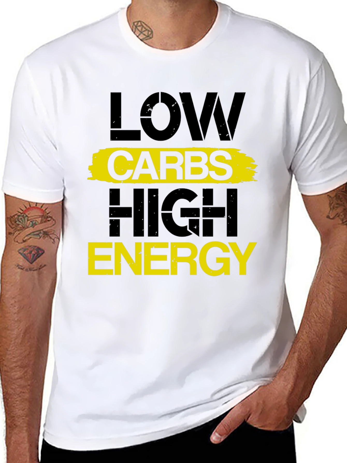 Low Carbs High Energy Graphic Tee - Fitness Motivation