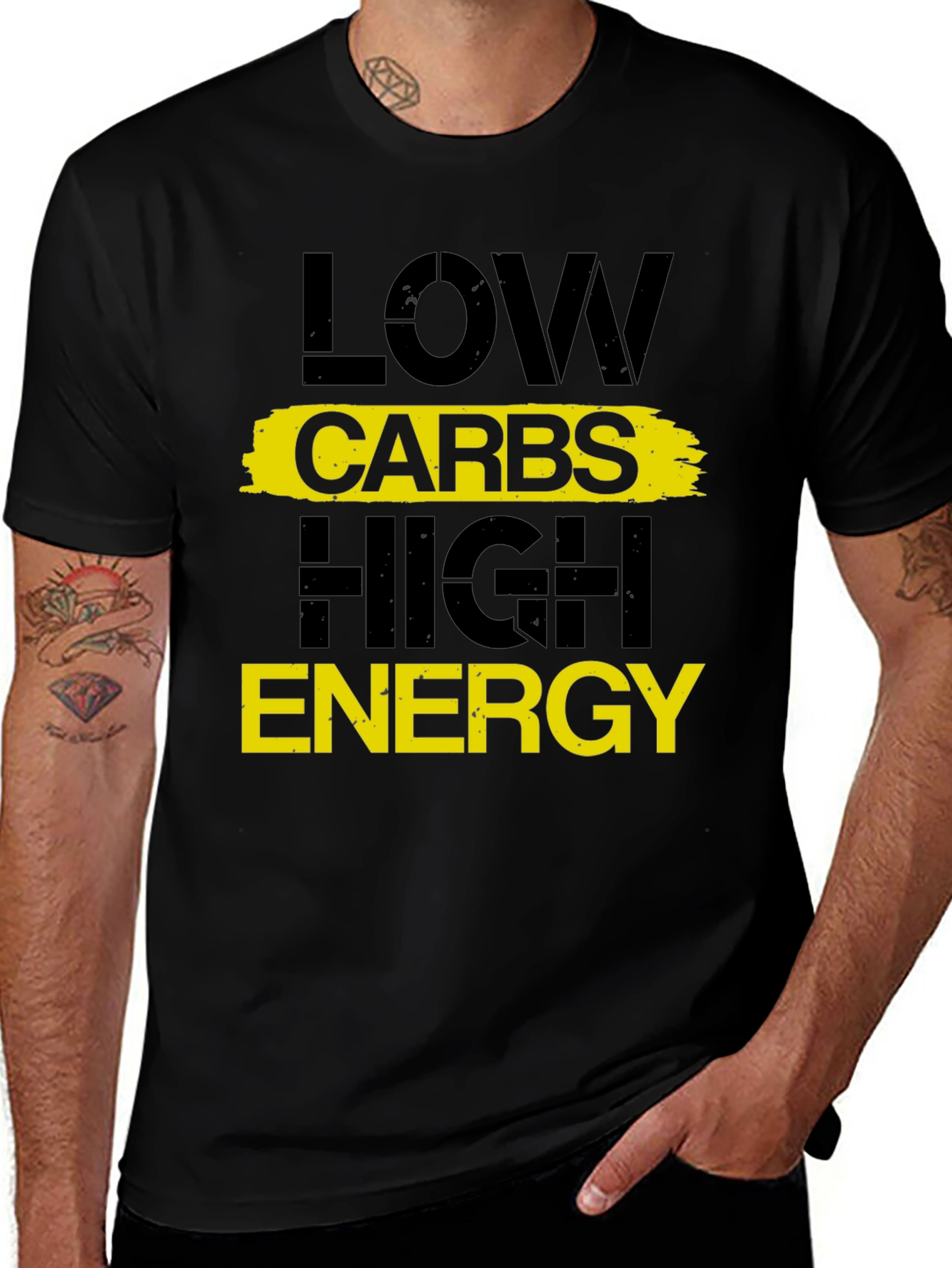 Low Carbs High Energy Graphic Tee - Fitness Motivation