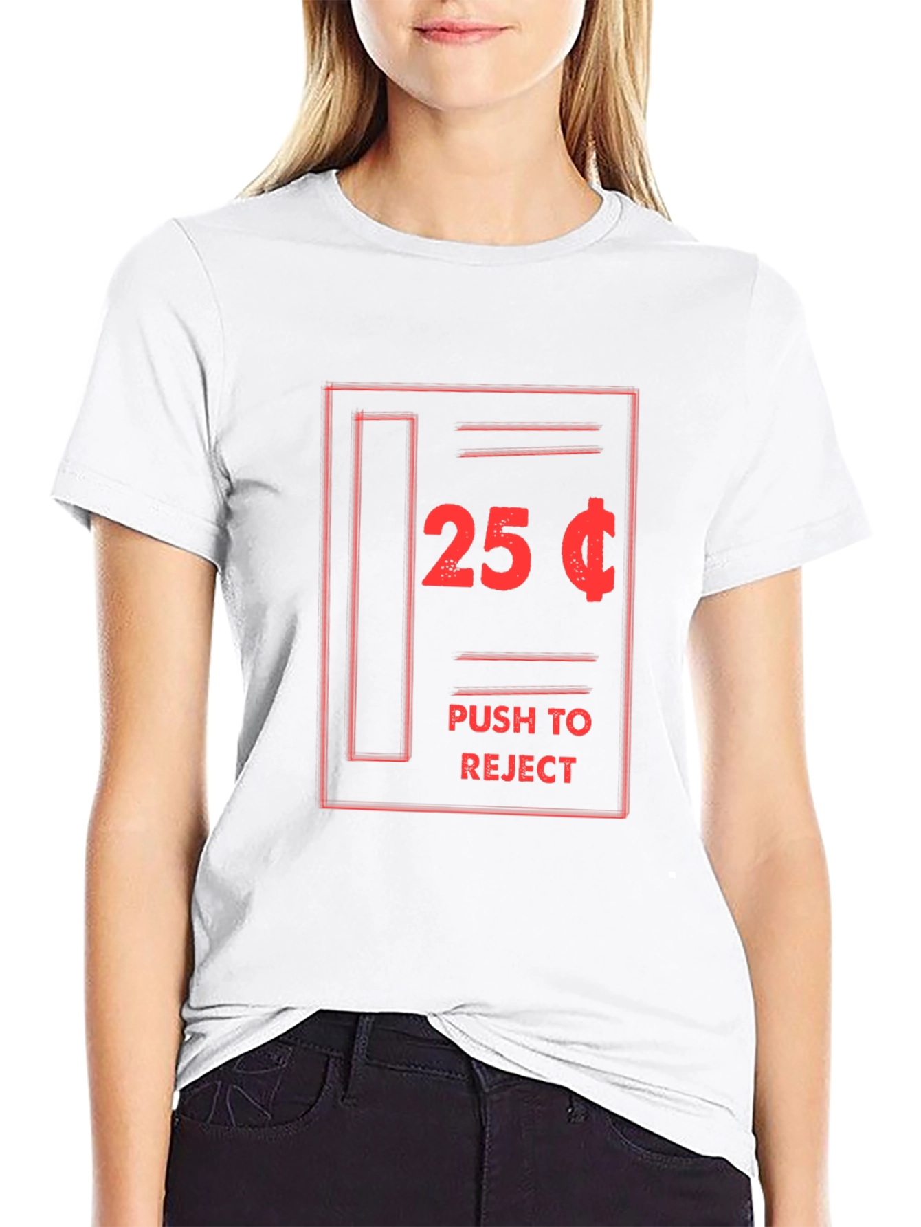 Funny 25 Cent Push to Reject Black T-Shirt