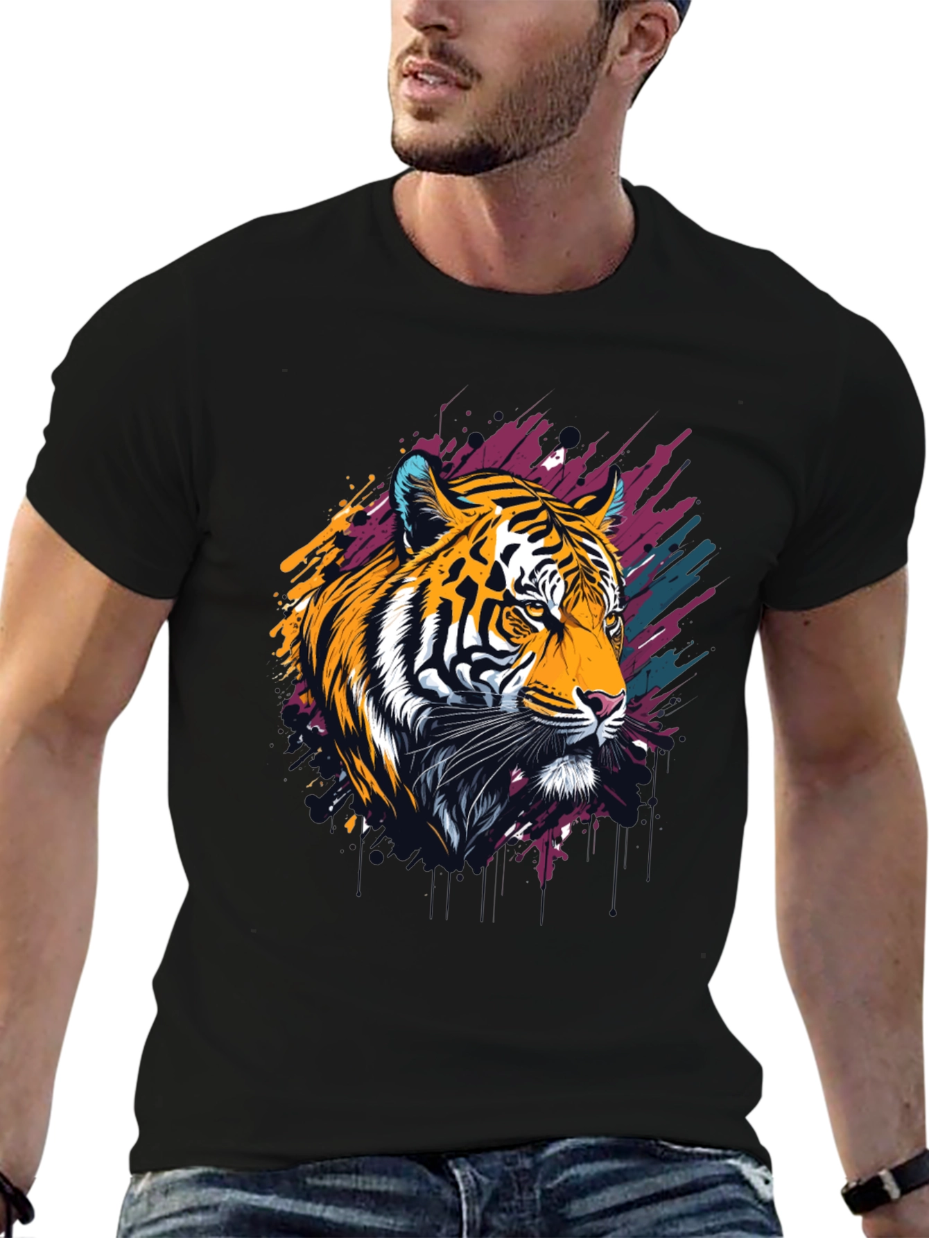 Tiger Graphic Tee - Bold Artistic Design