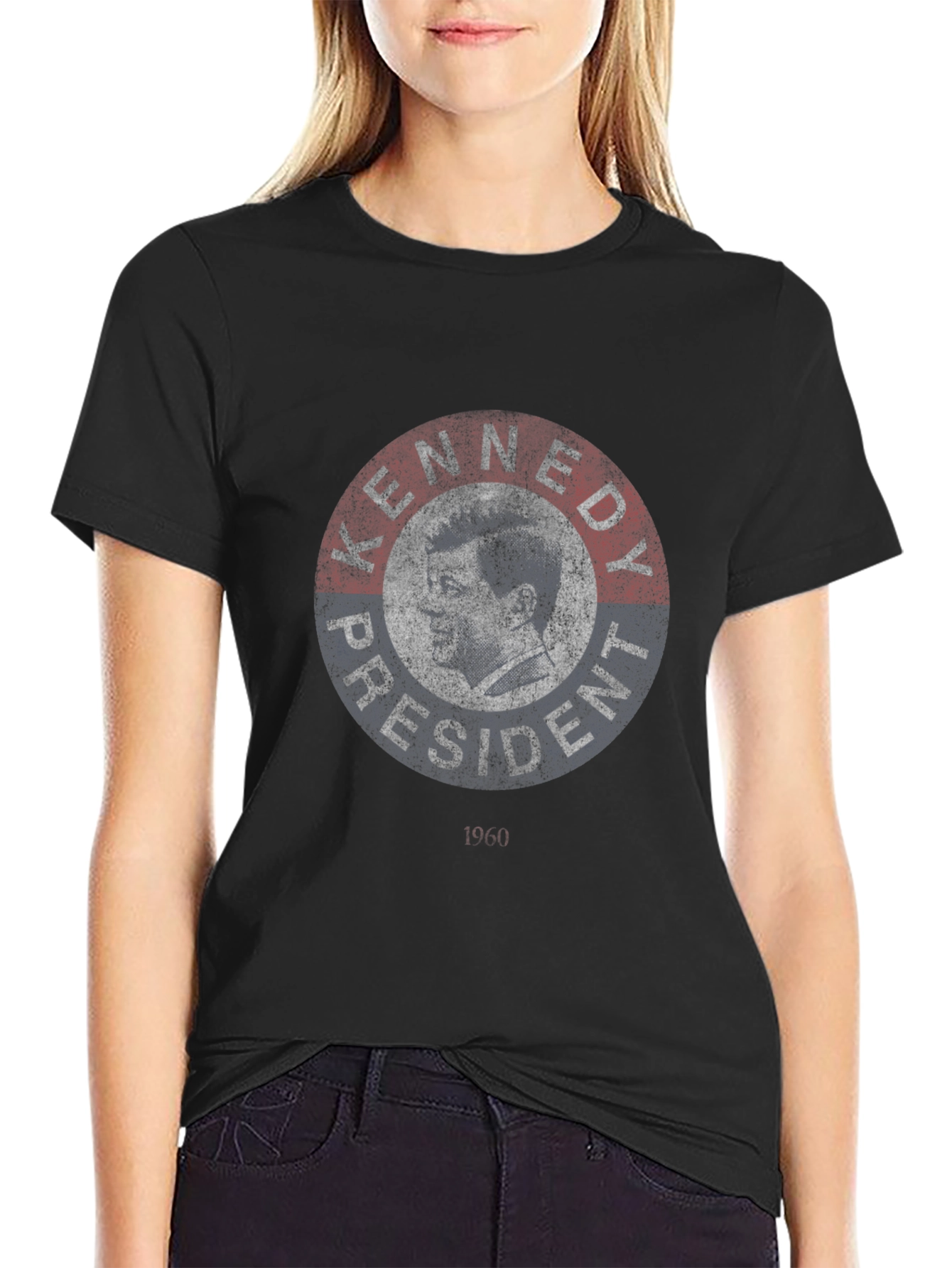 Kennedy President Graphic Print Black T-Shirt