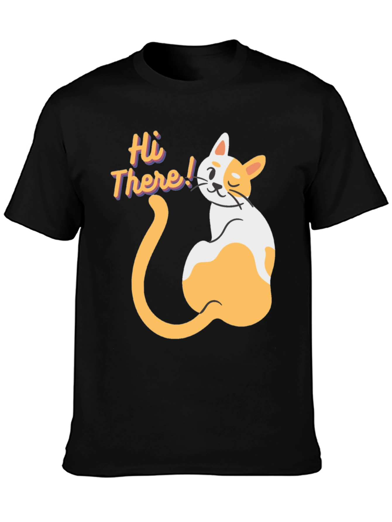 Hi There! Cat Graphic Print T-Shirt