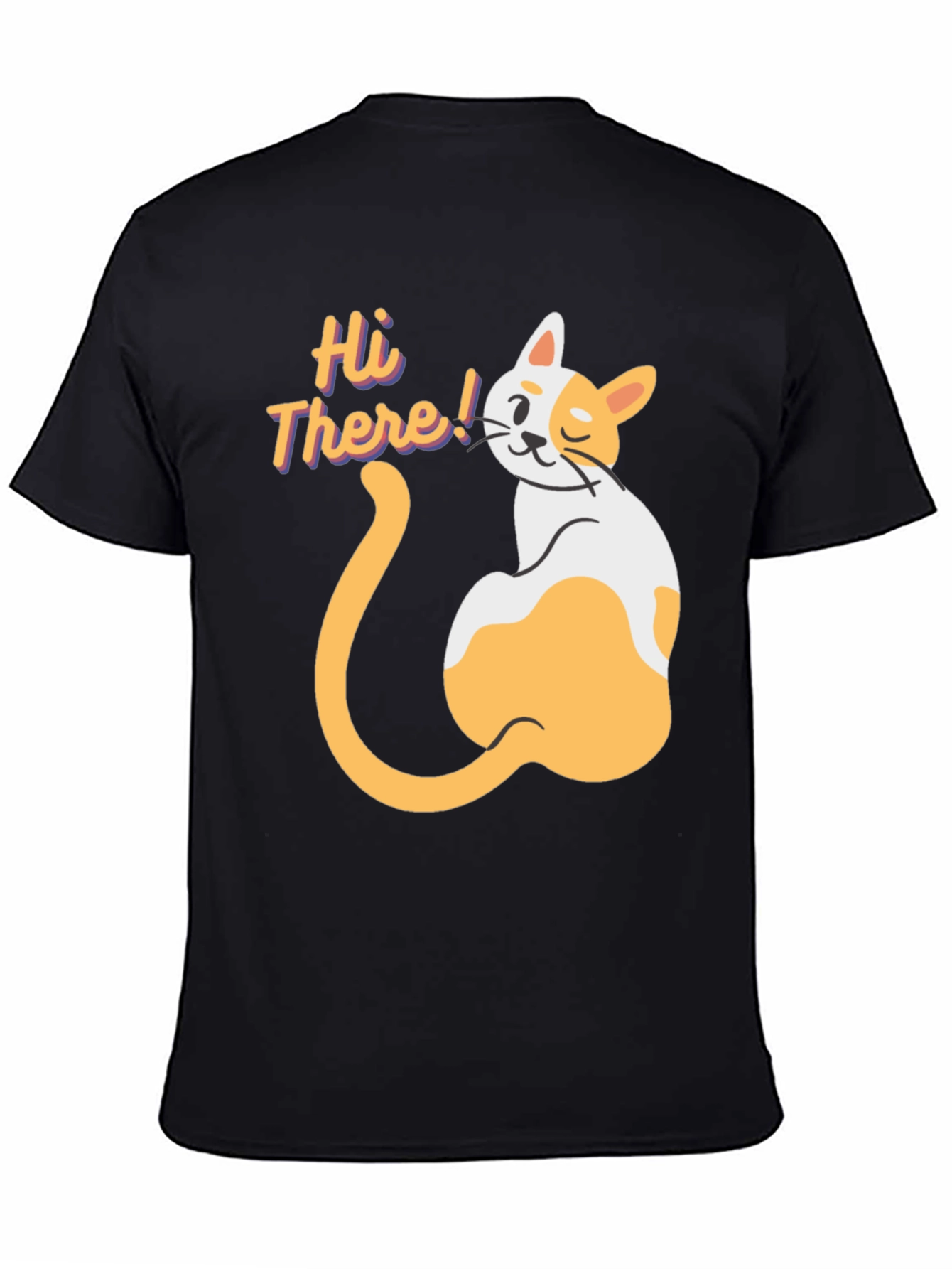 Hi There! Cat Graphic Print T-Shirt