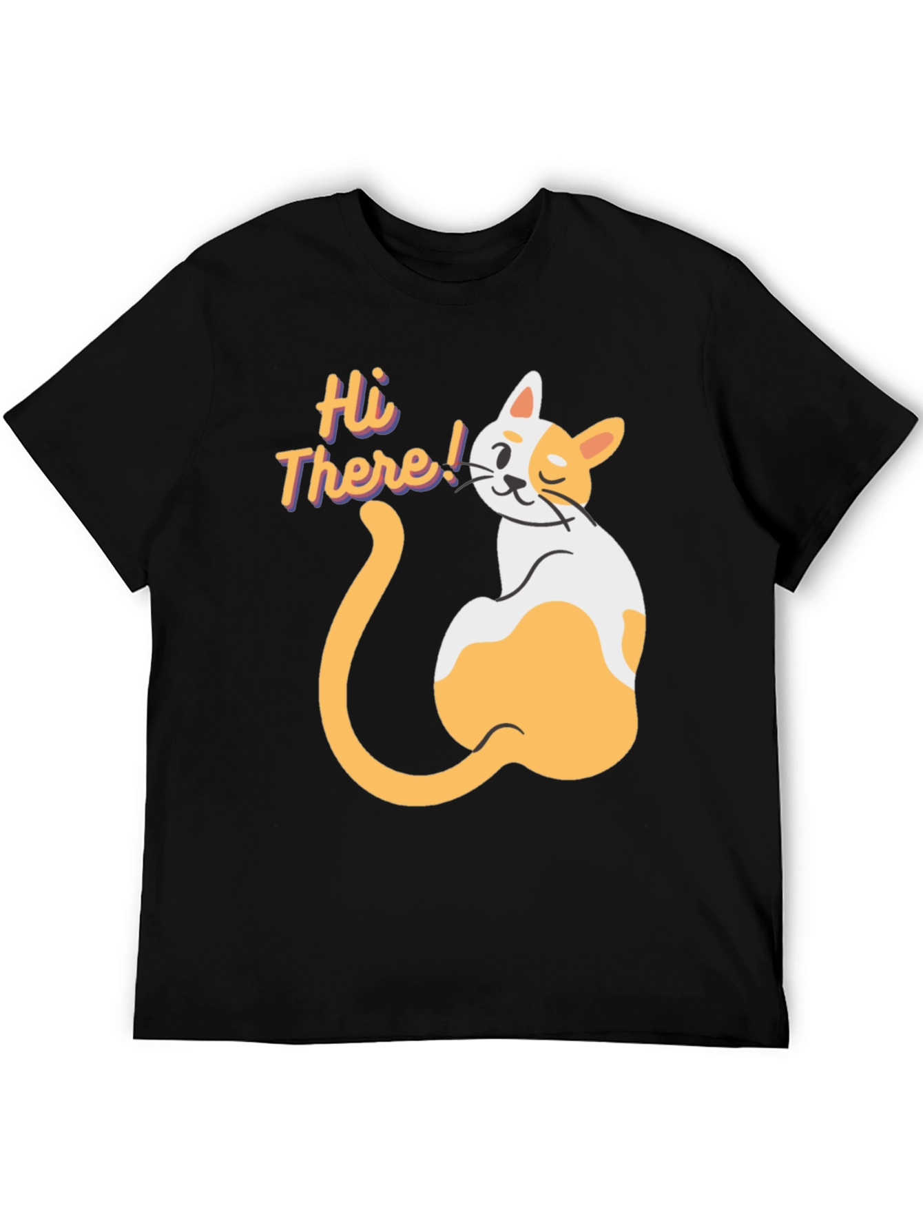 Hi There! Cat Graphic Print T-Shirt