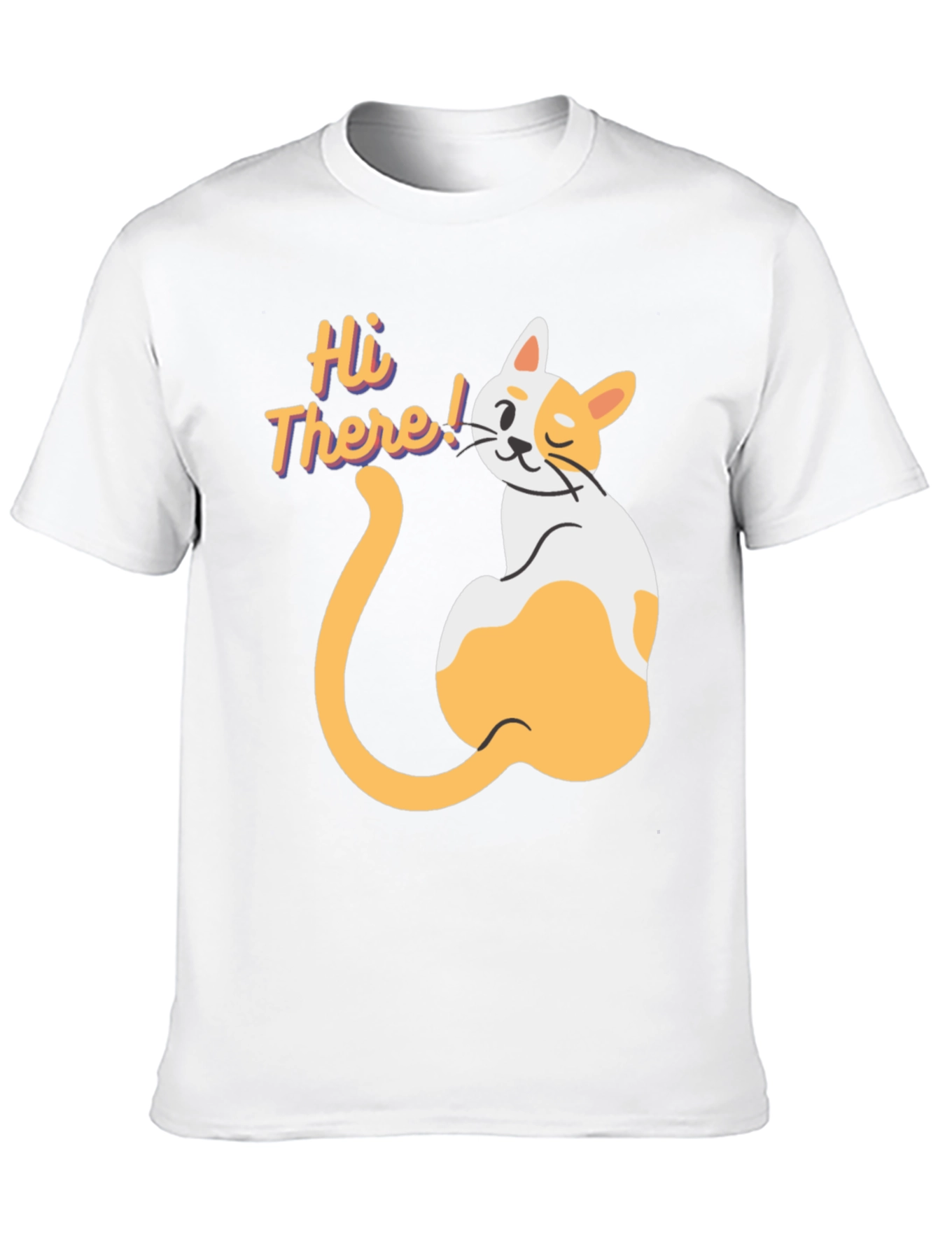 Hi There! Cat Graphic Print T-Shirt