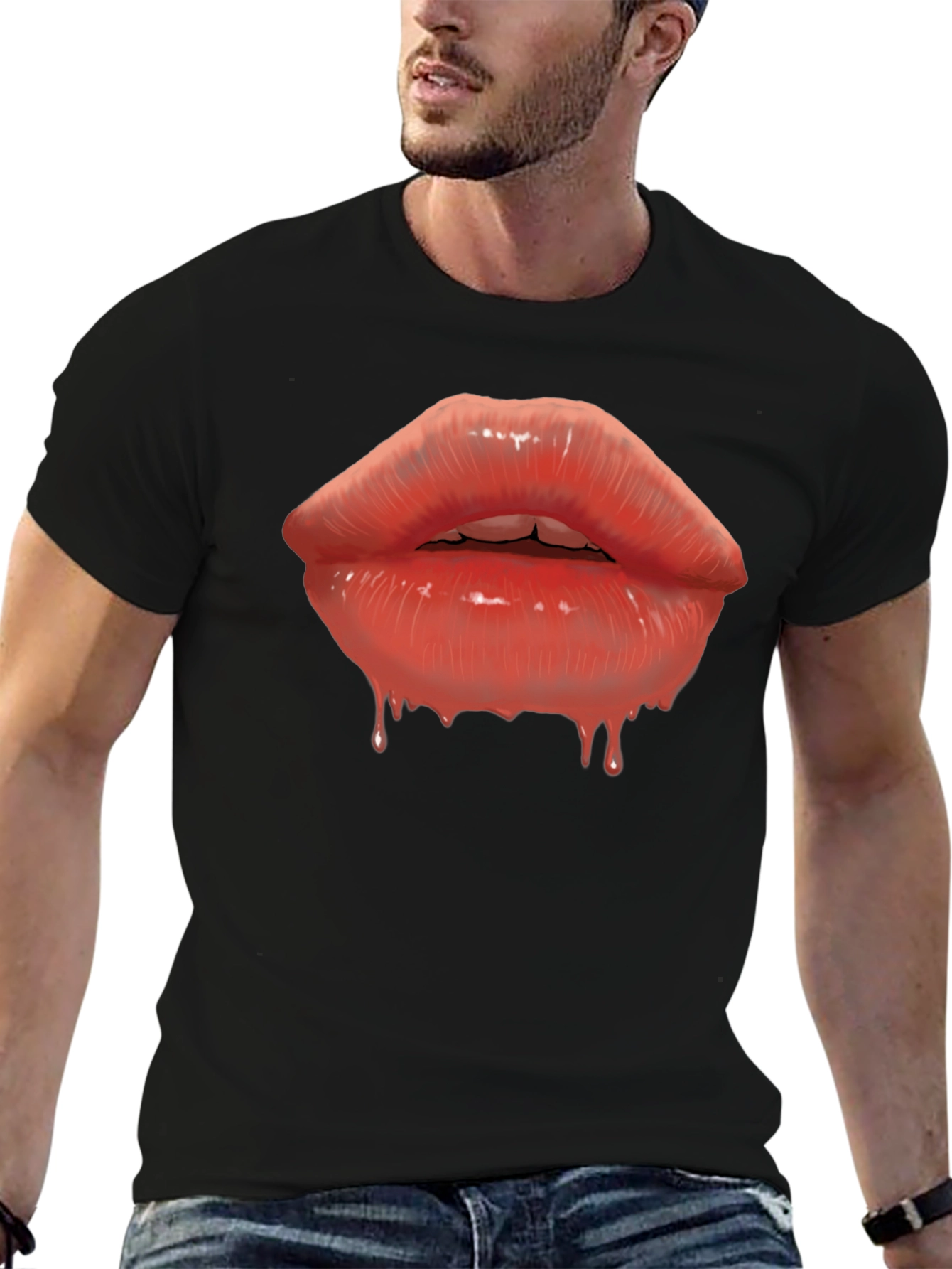 Lips Graphic T-Shirt - Mens Black Tee