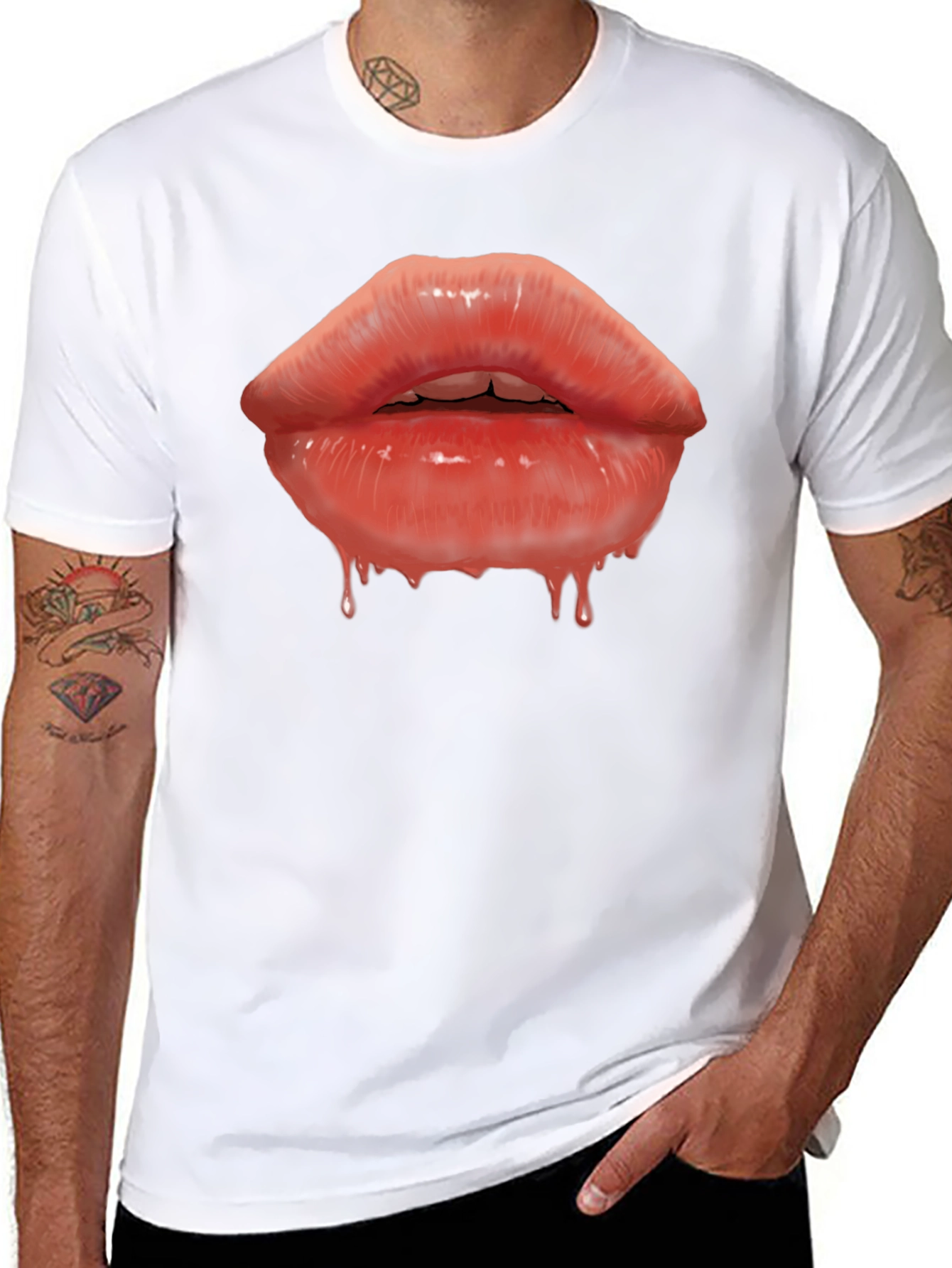 Lips Graphic T-Shirt - Mens Black Tee