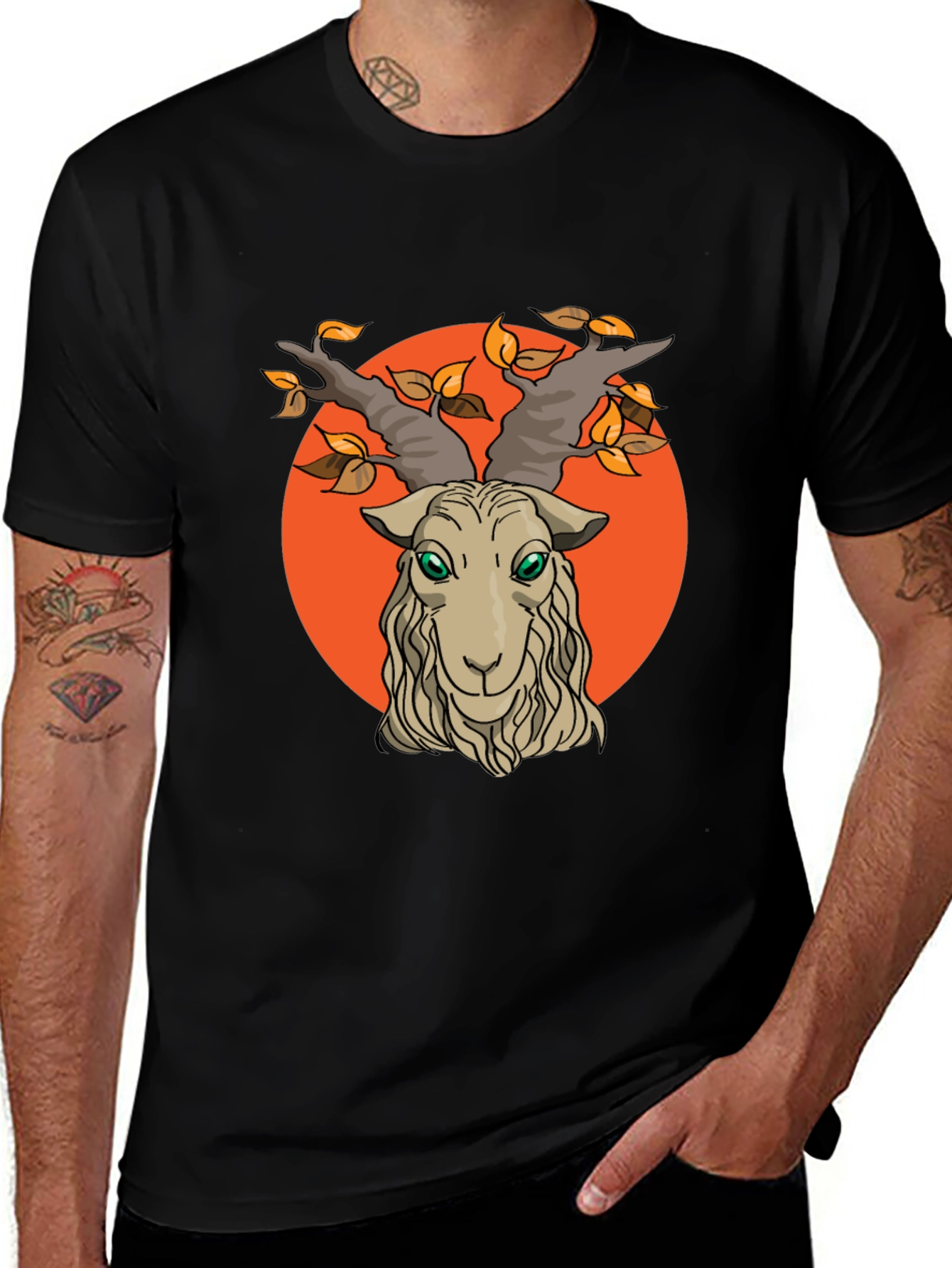 Goat Head Graphic Tee - Mens Black Cotton T-Shirt