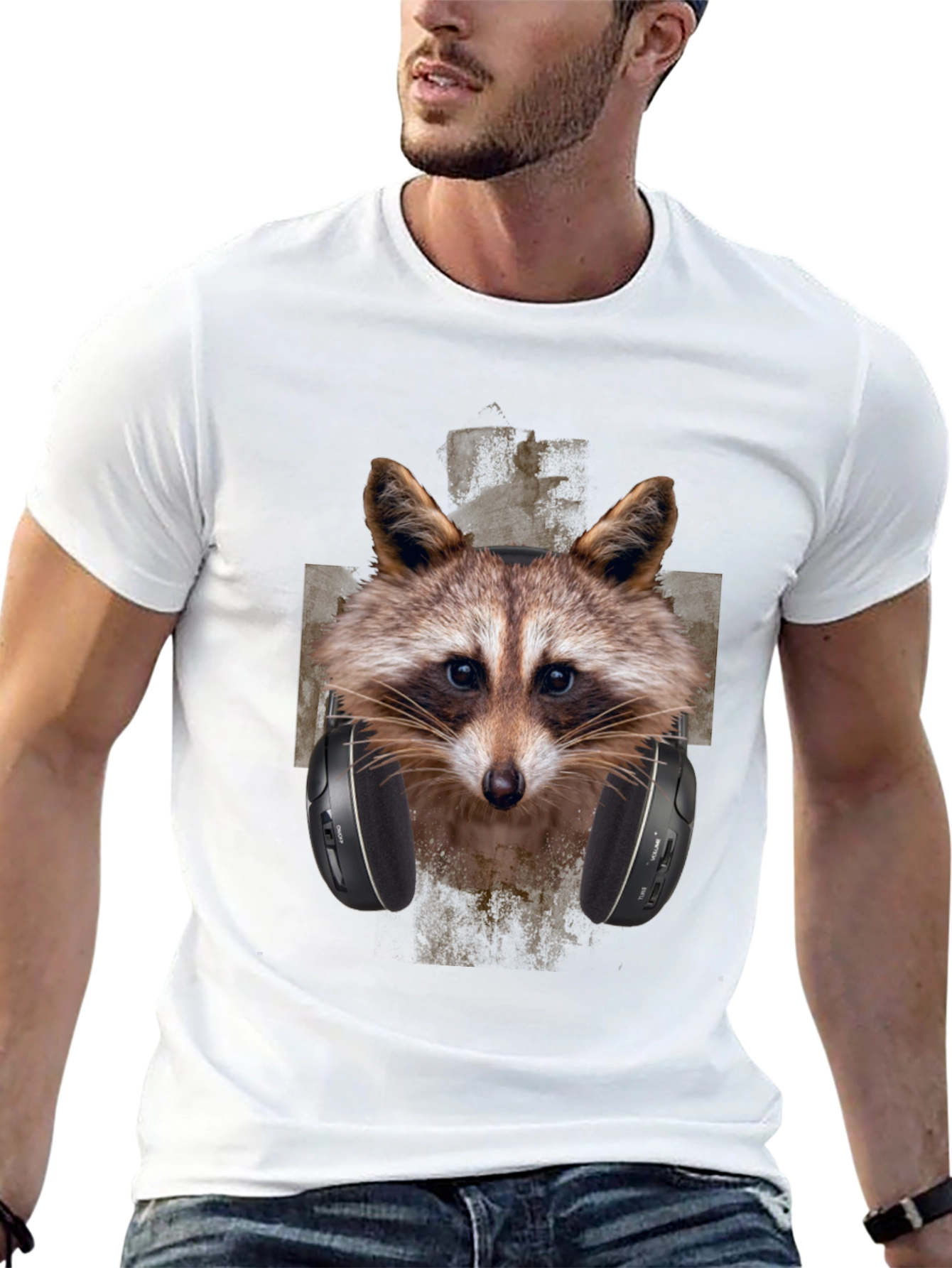 Raccoon DJ Graphic Tee - Trendy Animal Print