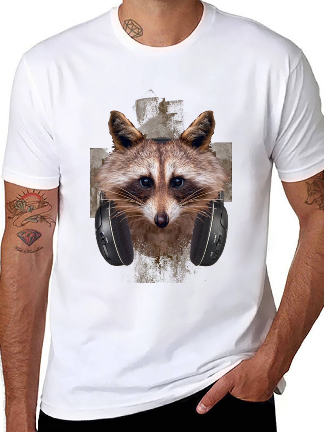 Raccoon DJ Graphic Tee - Trendy Animal Print