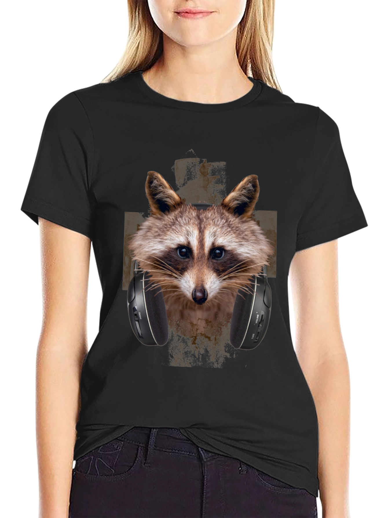 Raccoon DJ Graphic Tee - Trendy Animal Print