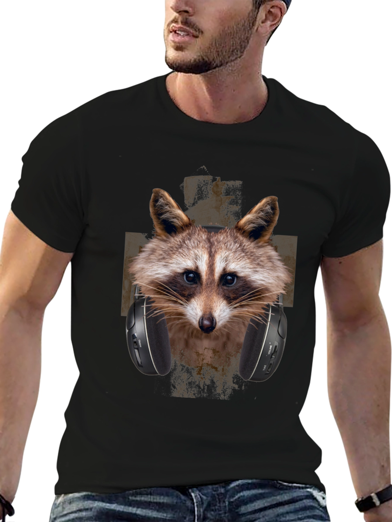 Raccoon DJ Graphic Tee - Trendy Animal Print