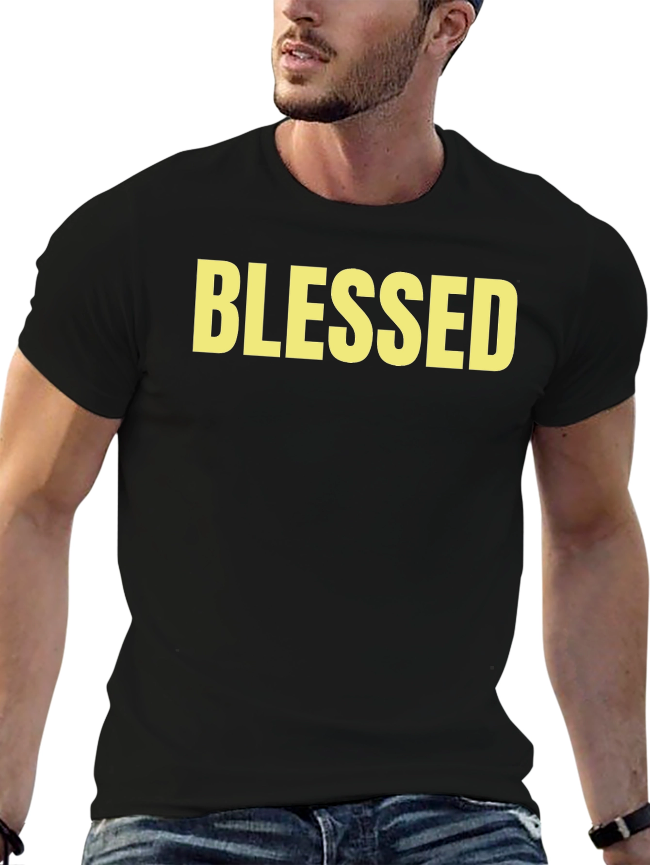 Blessed Graphic Tee - Black Cotton Comfort