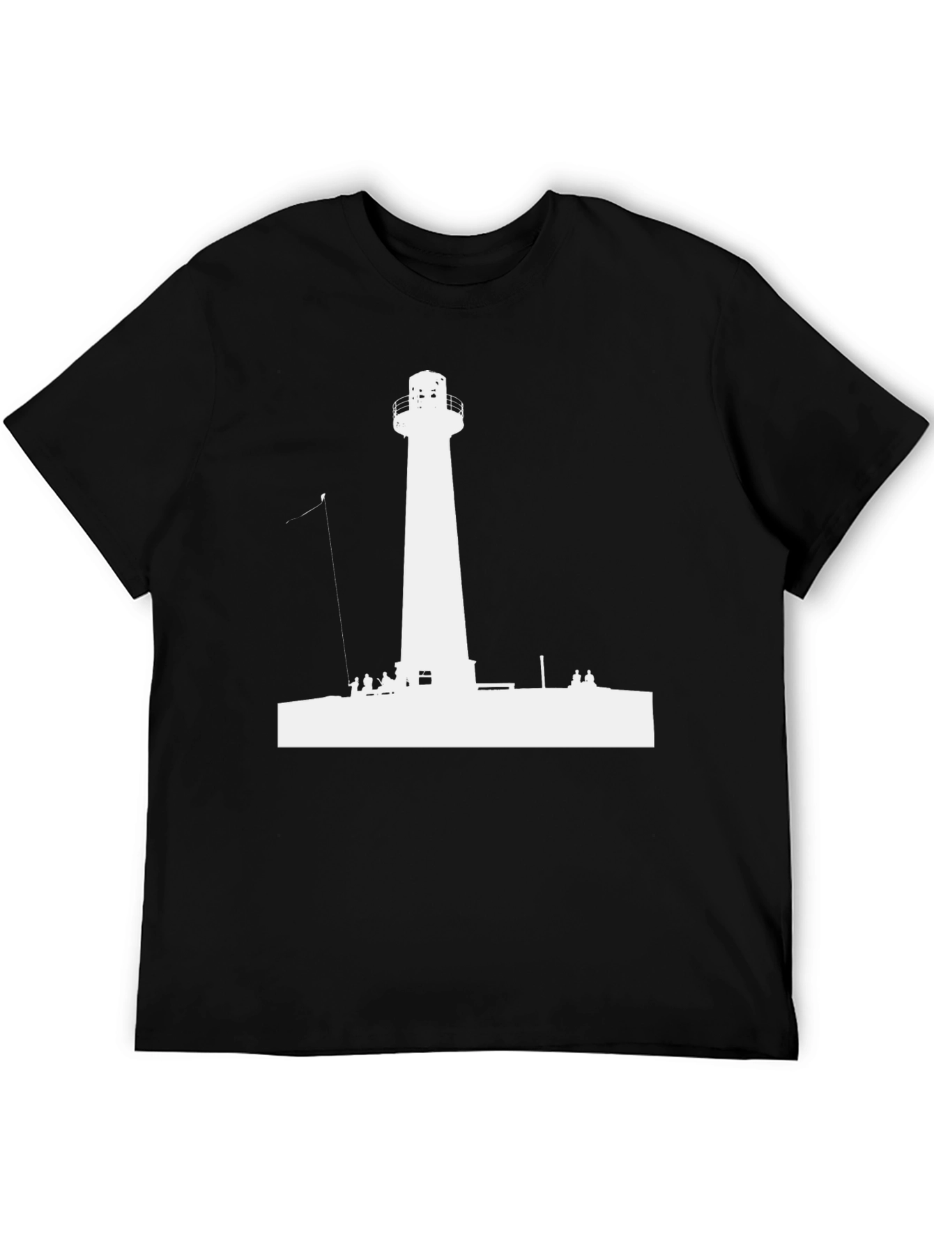 Lighthouse Graphic Tee - Black Cotton Casual Shirt