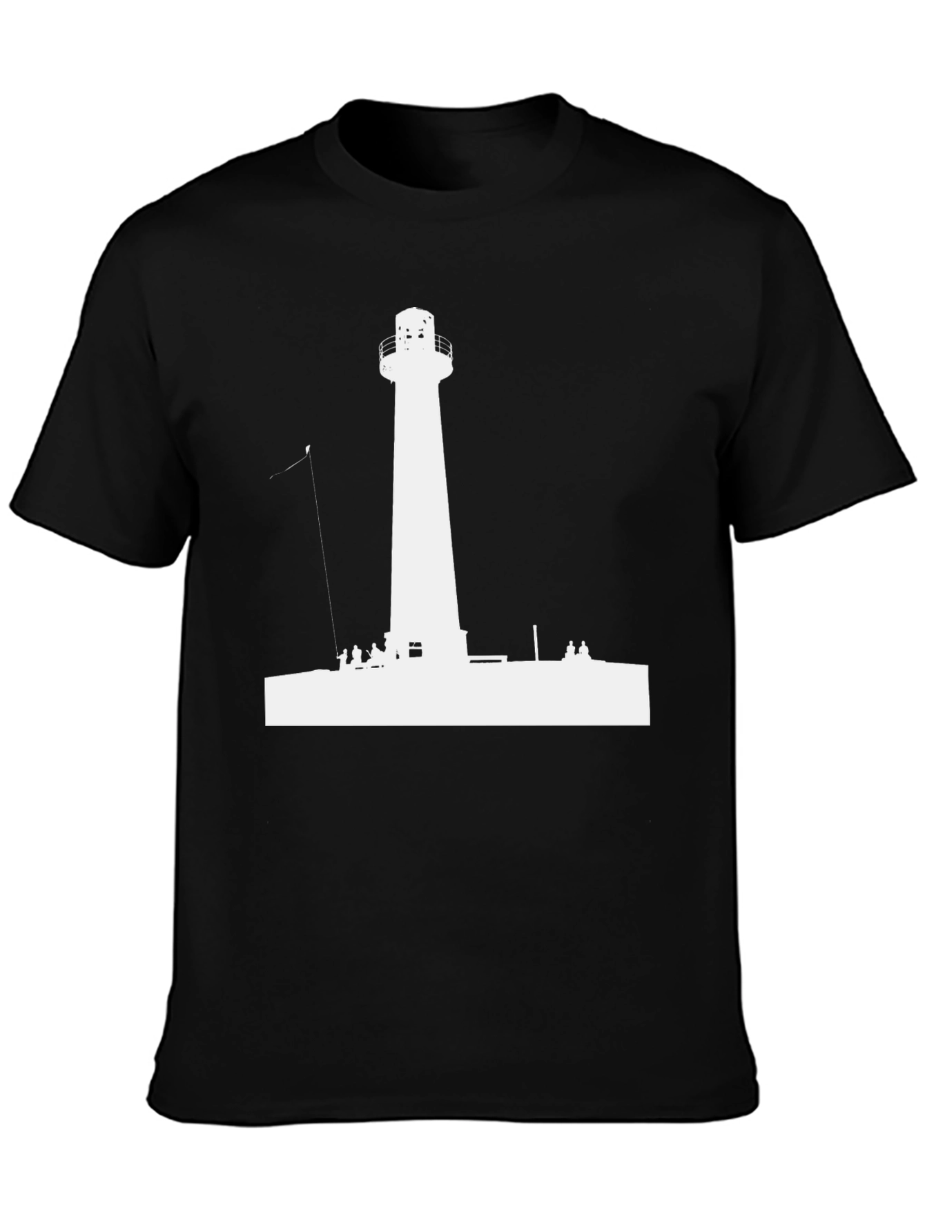 Lighthouse Graphic Tee - Black Cotton Casual Shirt
