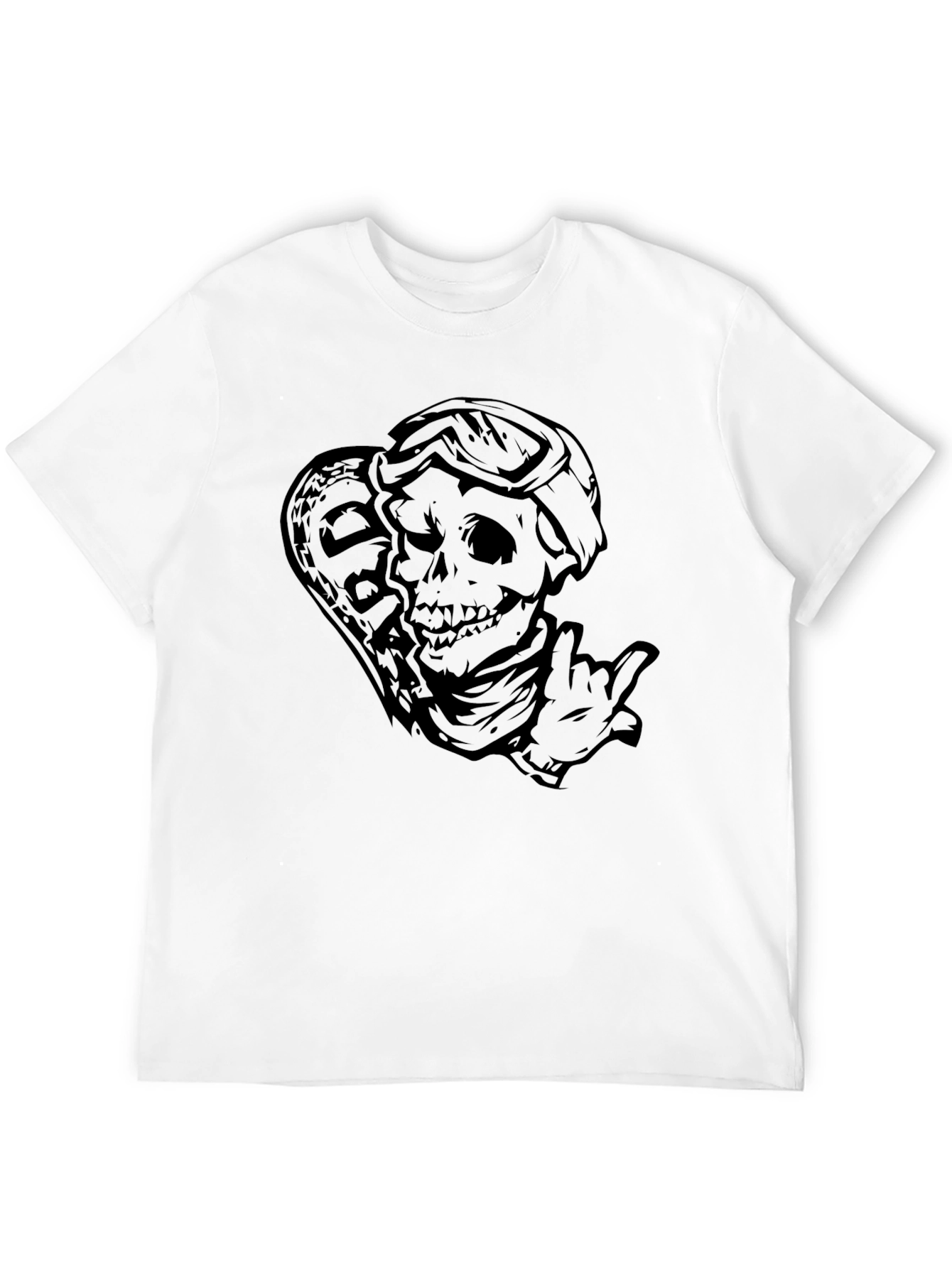 Skeleton Surfer Graphic Tee - Black Cotton T-Shirt