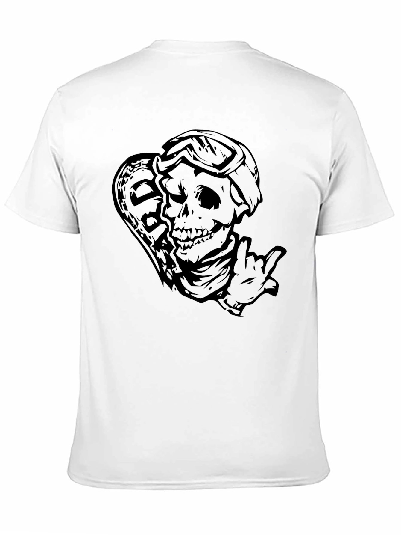 Skeleton Surfer Graphic Tee - Black Cotton T-Shirt