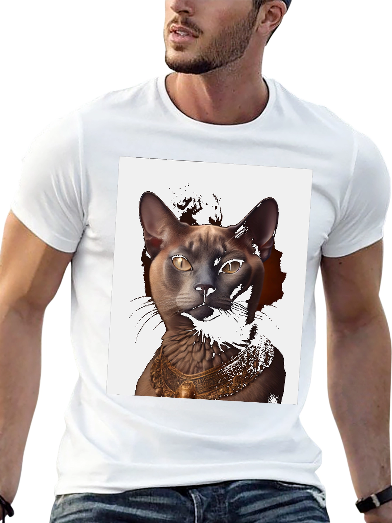 Cat Pharaoh Graphic Tee - Black Cotton T-Shirt