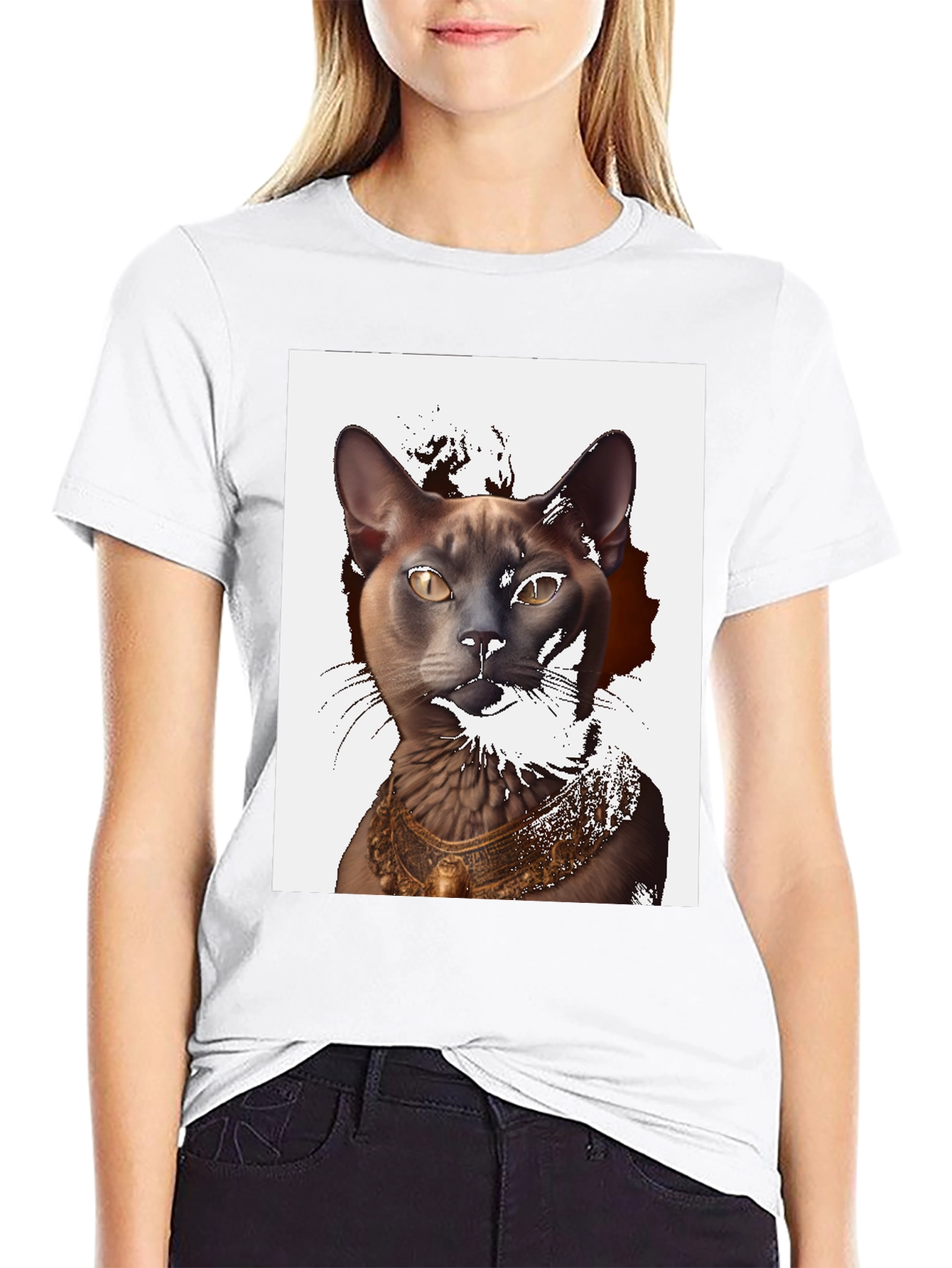 Cat Pharaoh Graphic Tee - Black Cotton T-Shirt