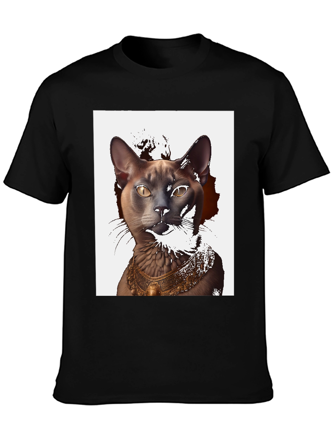 Cat Pharaoh Graphic Tee - Black Cotton T-Shirt