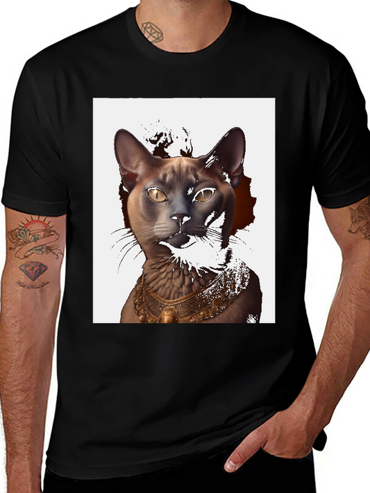 Cat Pharaoh Graphic Tee - Black Cotton T-Shirt