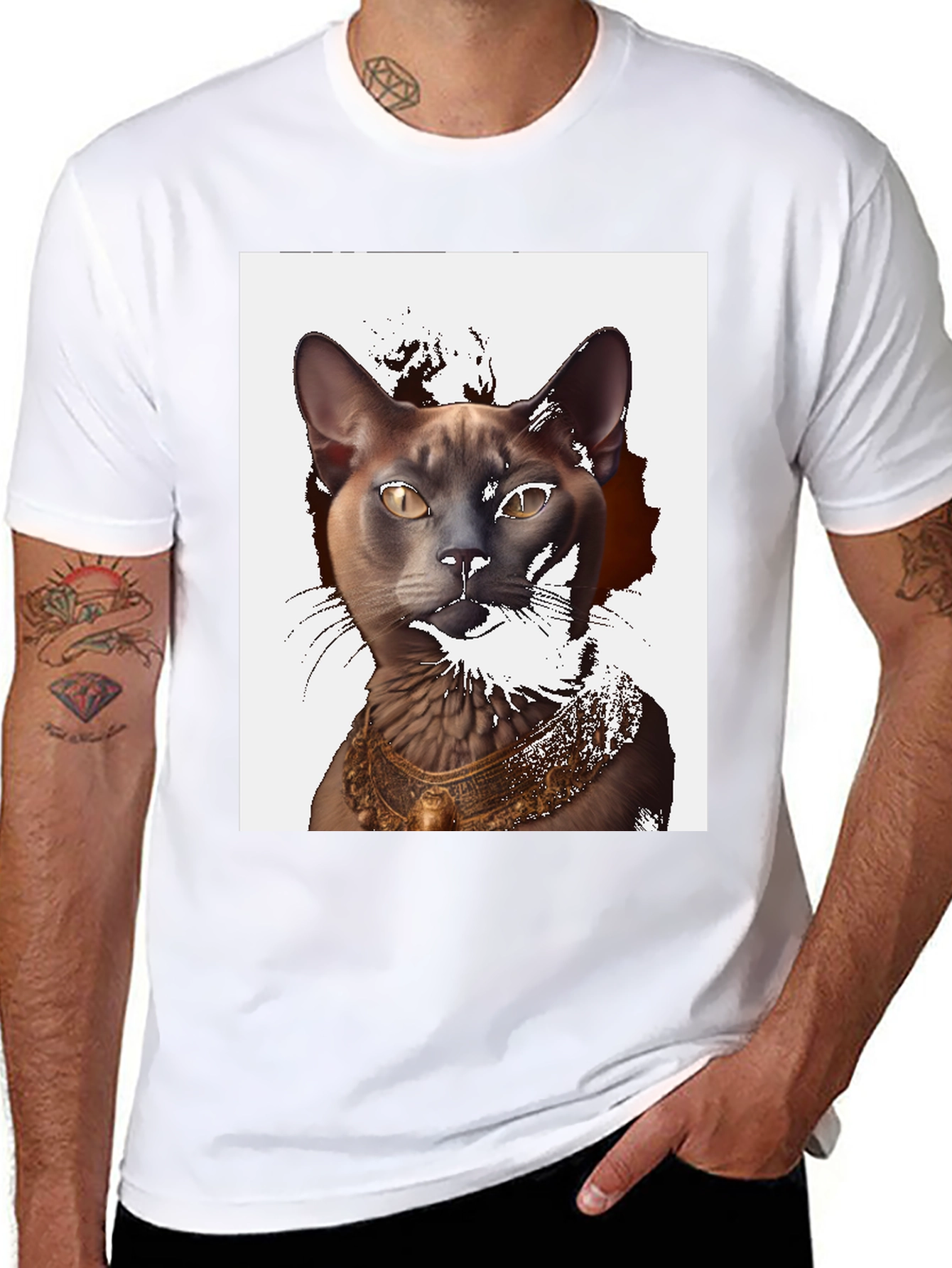 Cat Pharaoh Graphic Tee - Black Cotton T-Shirt