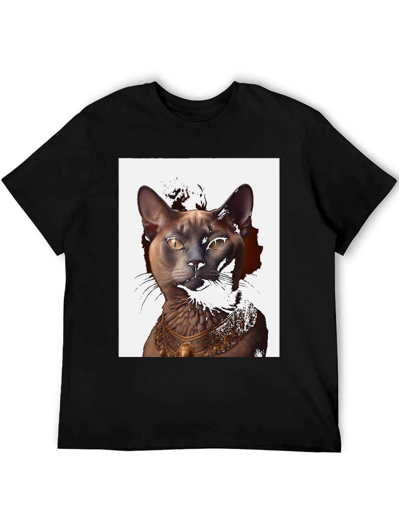 Cat Pharaoh Graphic Tee - Black Cotton T-Shirt
