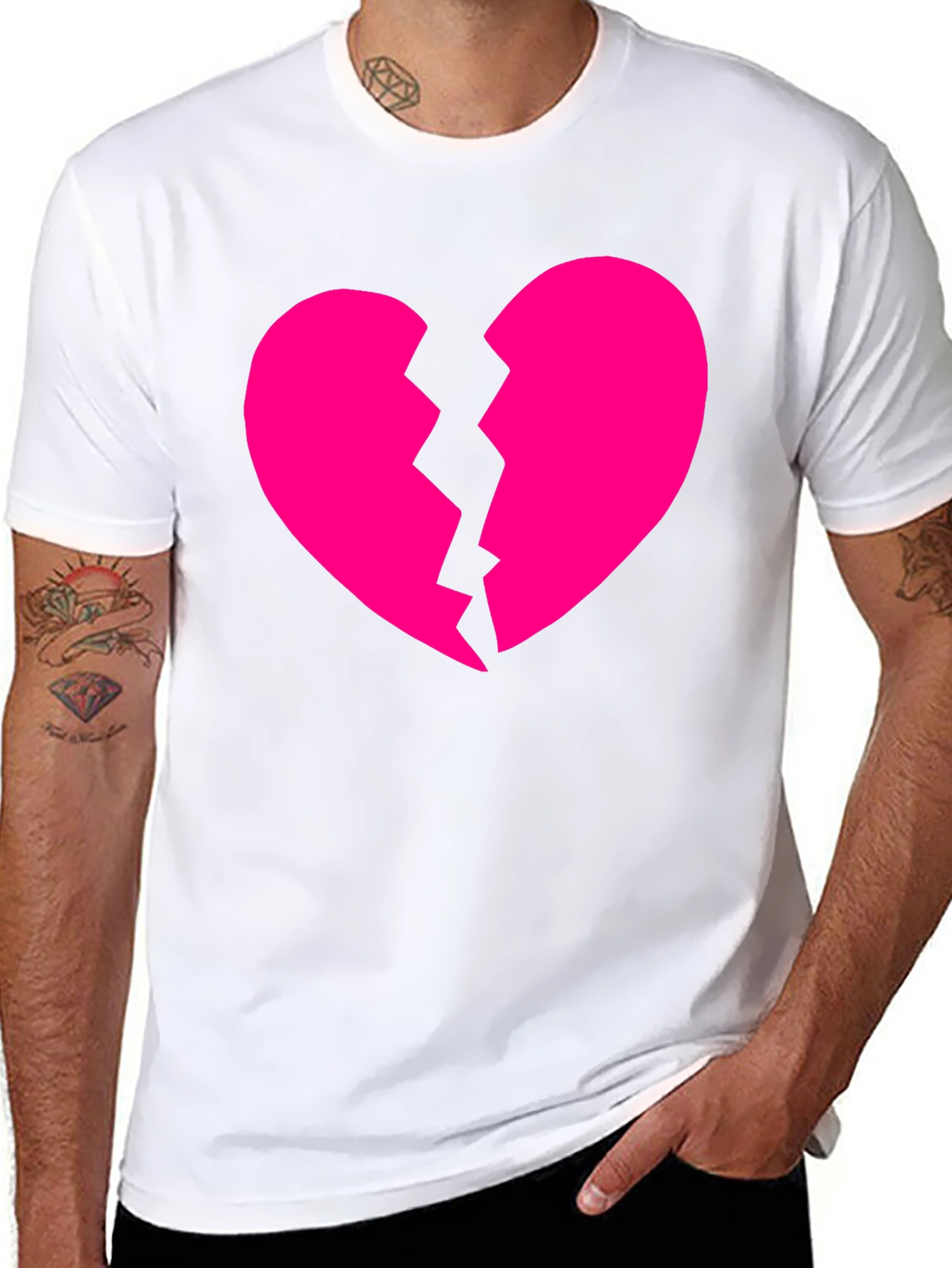 Broken Heart Graphic Tee - Black Crewneck T-Shirt