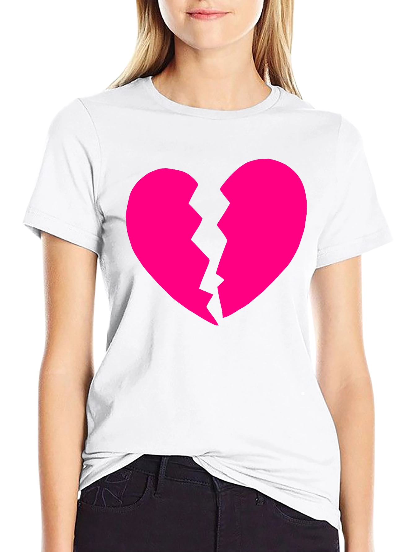 Broken Heart Graphic Tee - Black Crewneck T-Shirt