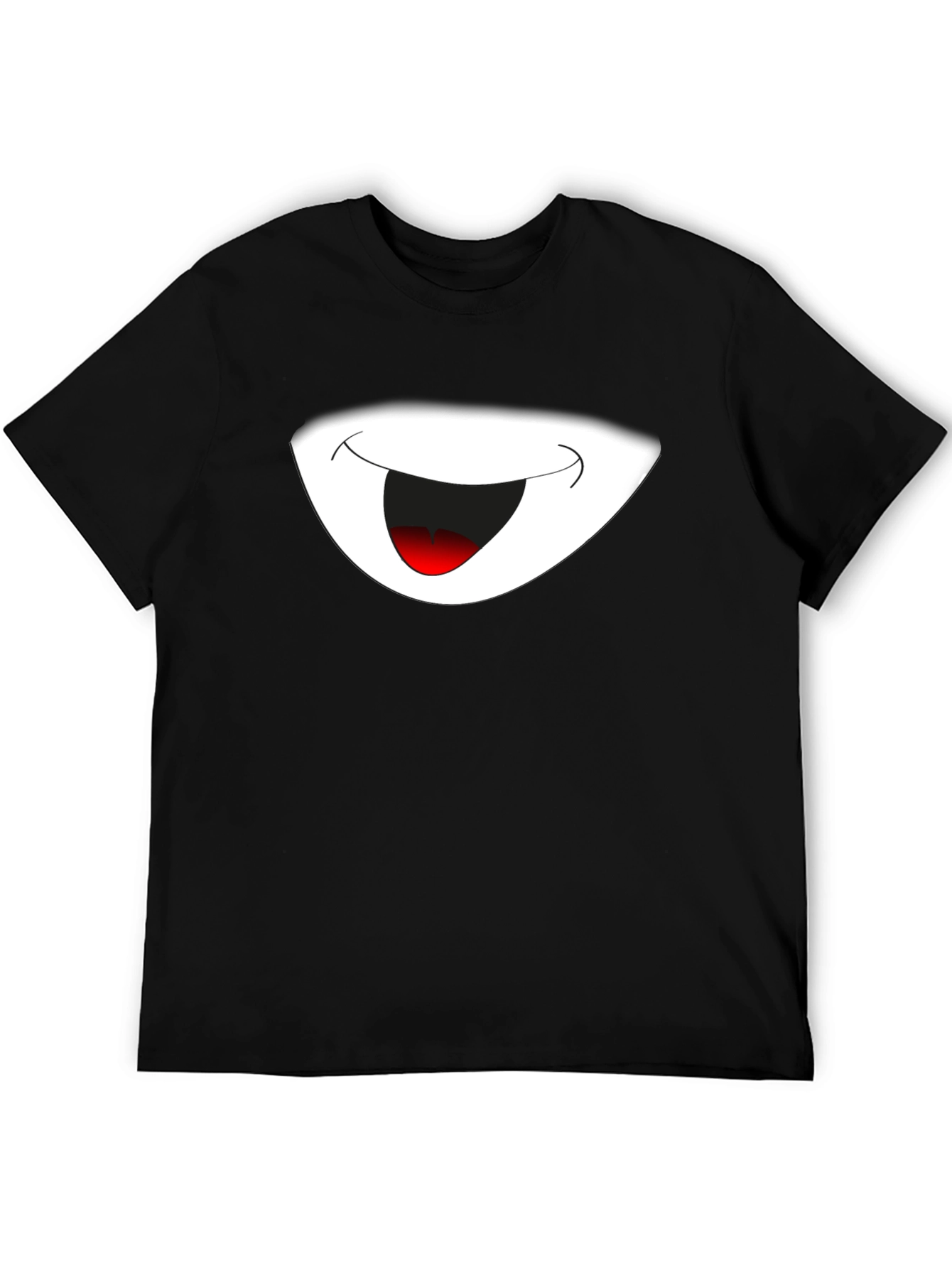 Cartoon Smile Graphic Black T-Shirt