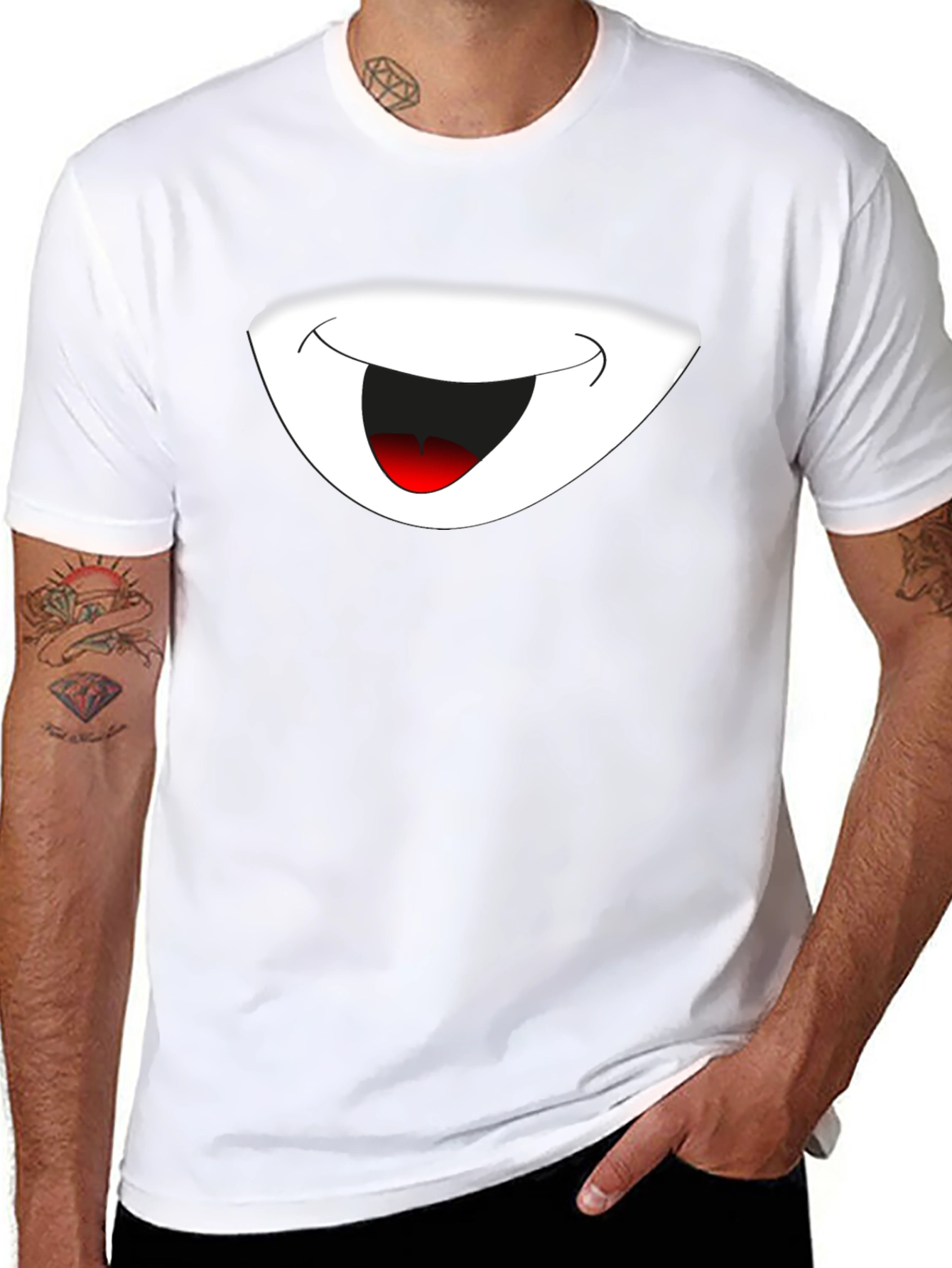 Cartoon Smile Graphic Black T-Shirt