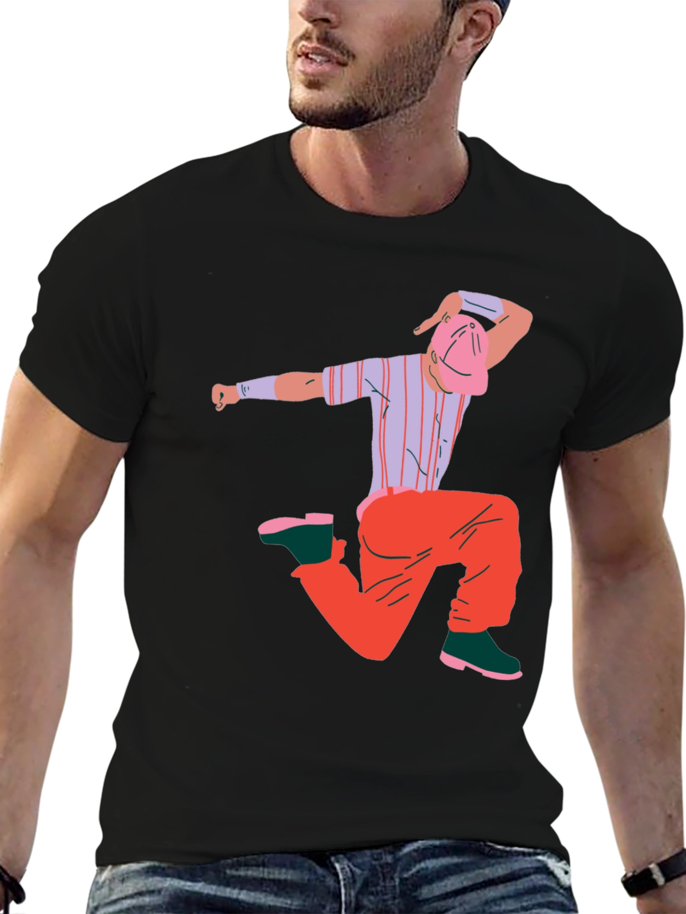 Cartoon Graphic Black T-Shirt