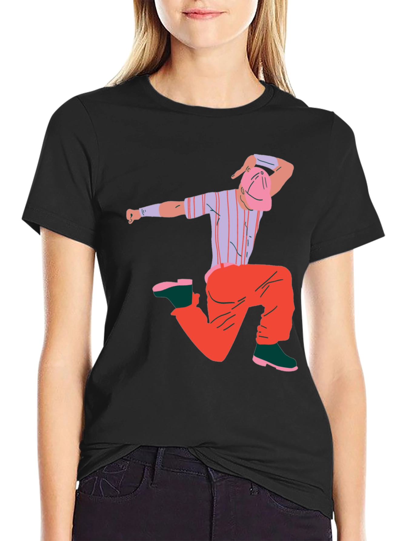 Cartoon Graphic Black T-Shirt