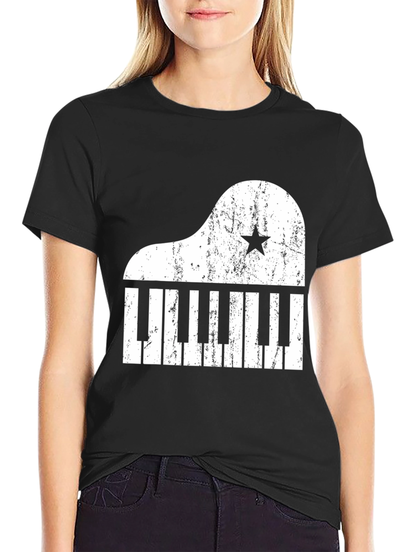 Piano Star Black Graphic Tee