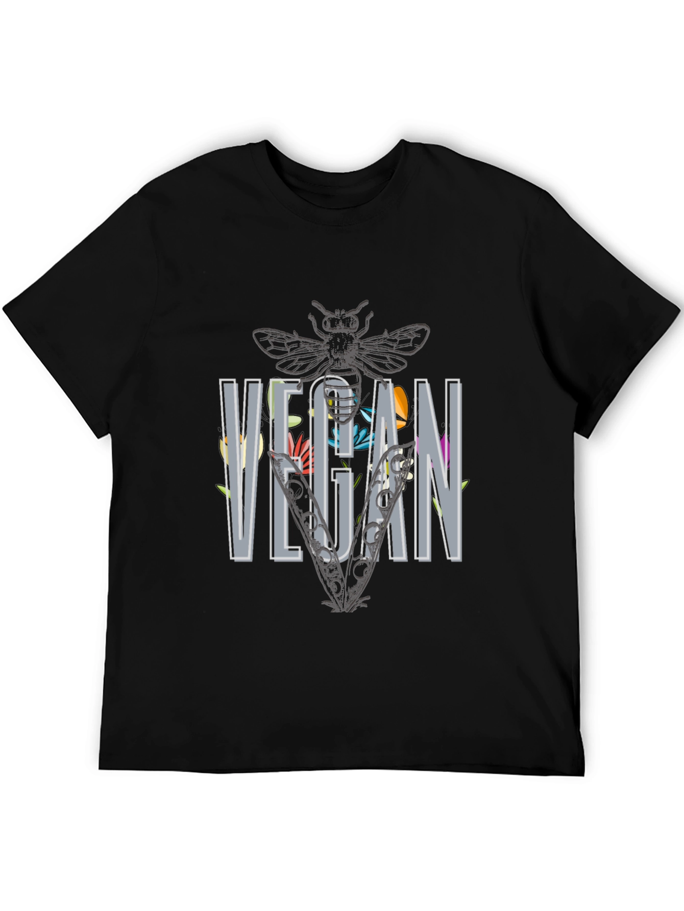 Floral Vegan Bee T-Shirt - Unisex
