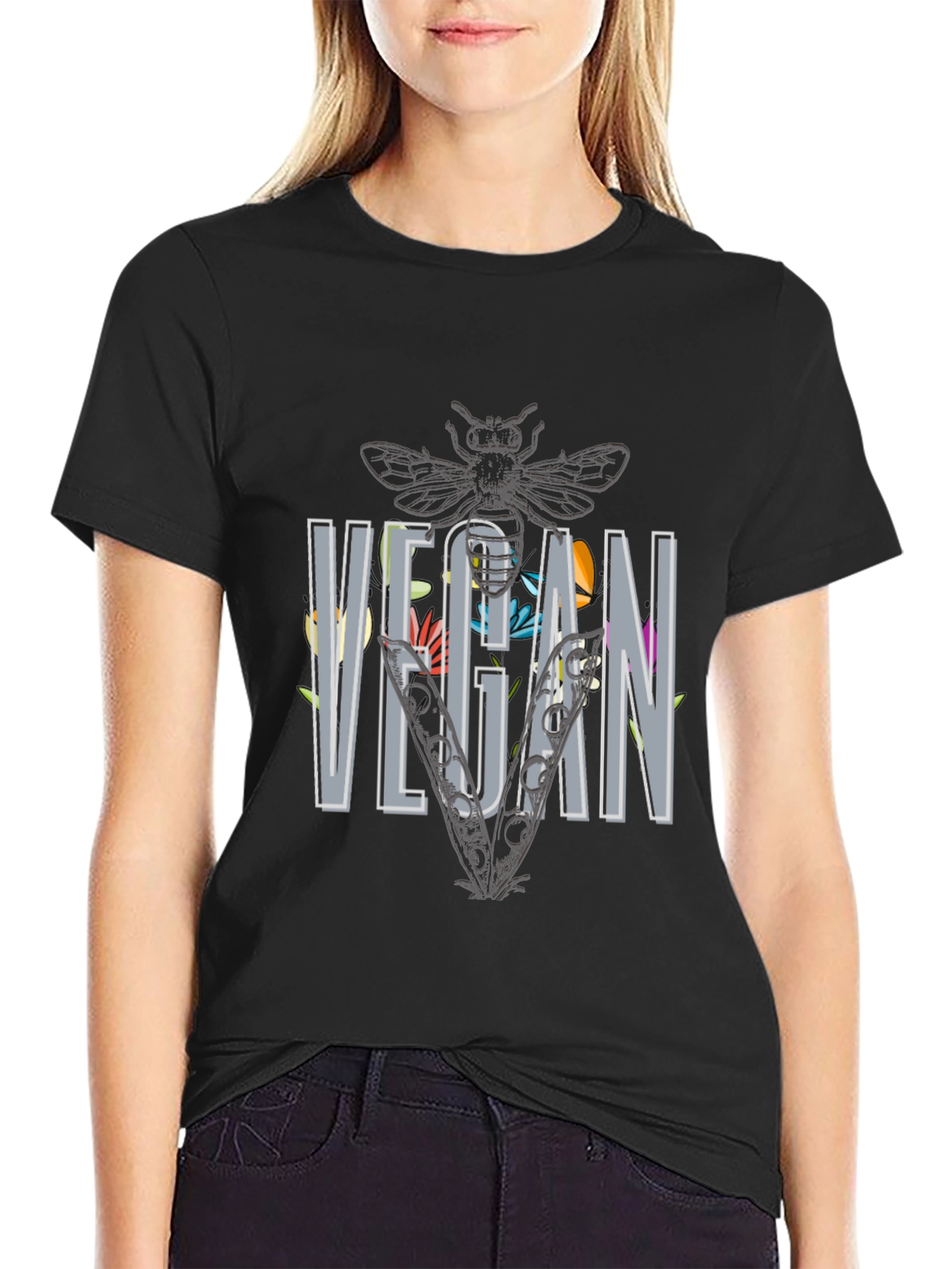 Floral Vegan Bee T-Shirt - Unisex