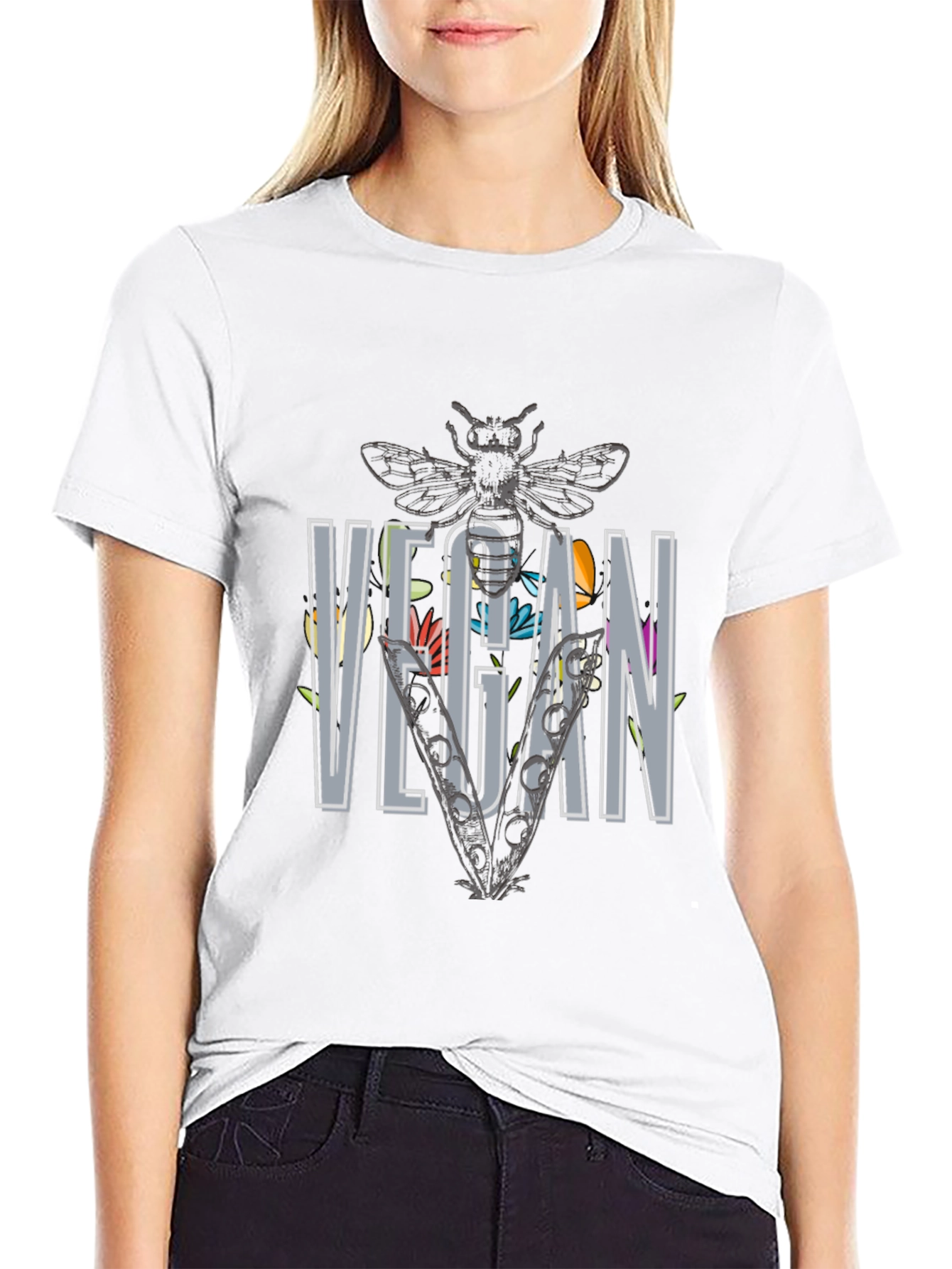 Floral Vegan Bee T-Shirt - Unisex
