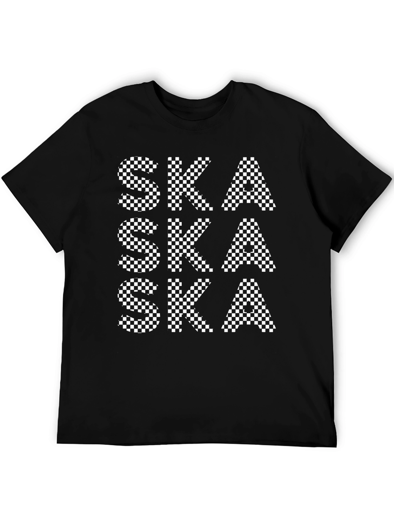 Ska Checkered Pattern Black T-Shirt