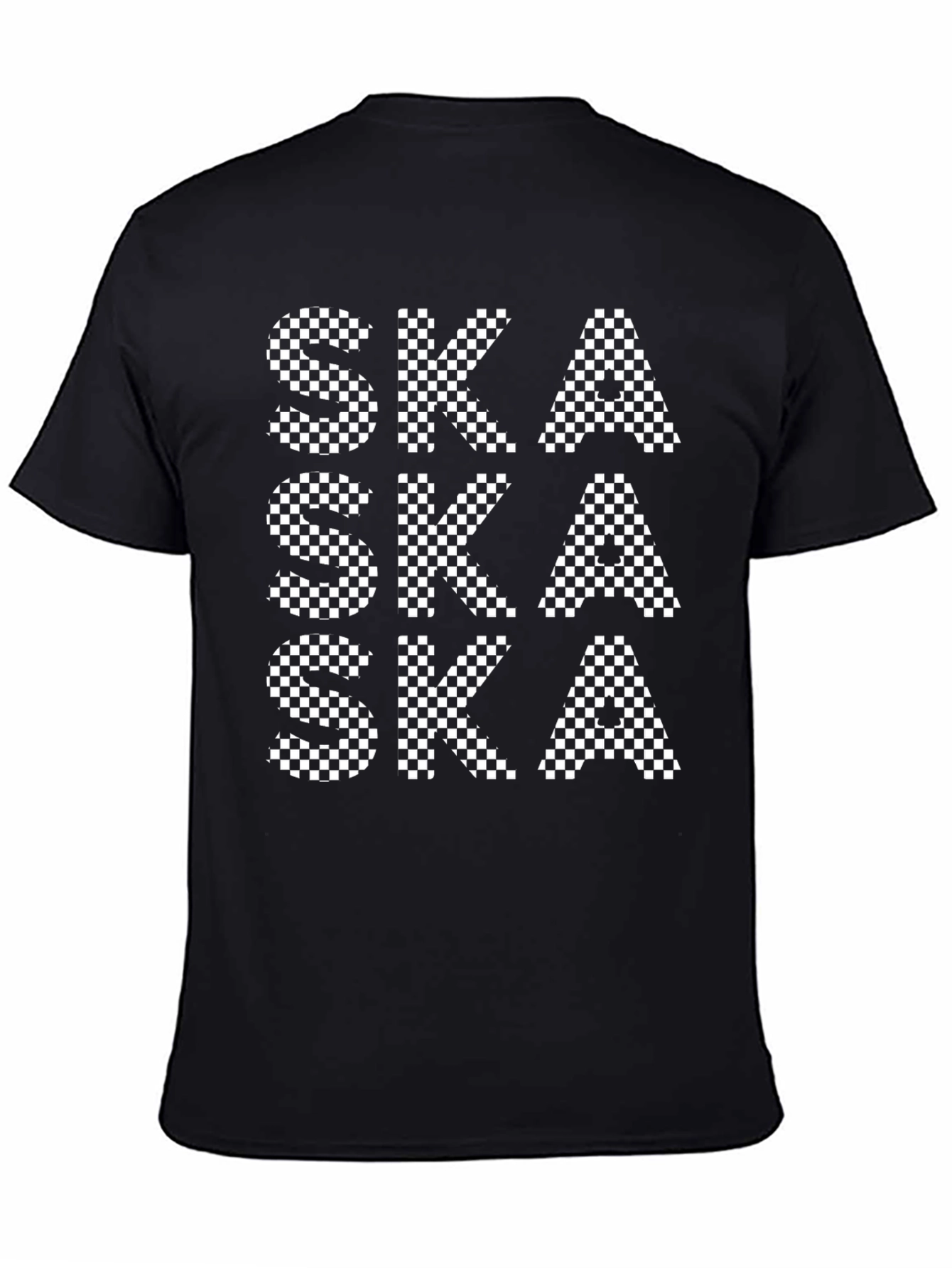Ska Checkered Pattern Black T-Shirt