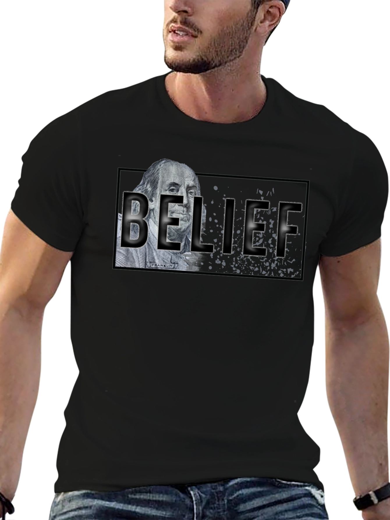 Belief Graphic T-Shirt - Black Crew Neck