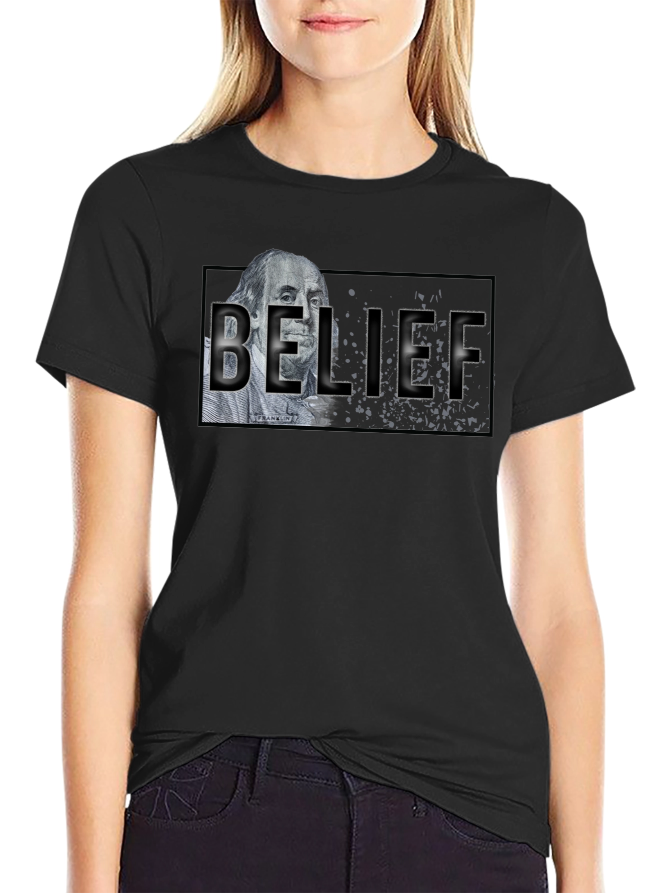 Belief Graphic T-Shirt - Black Crew Neck