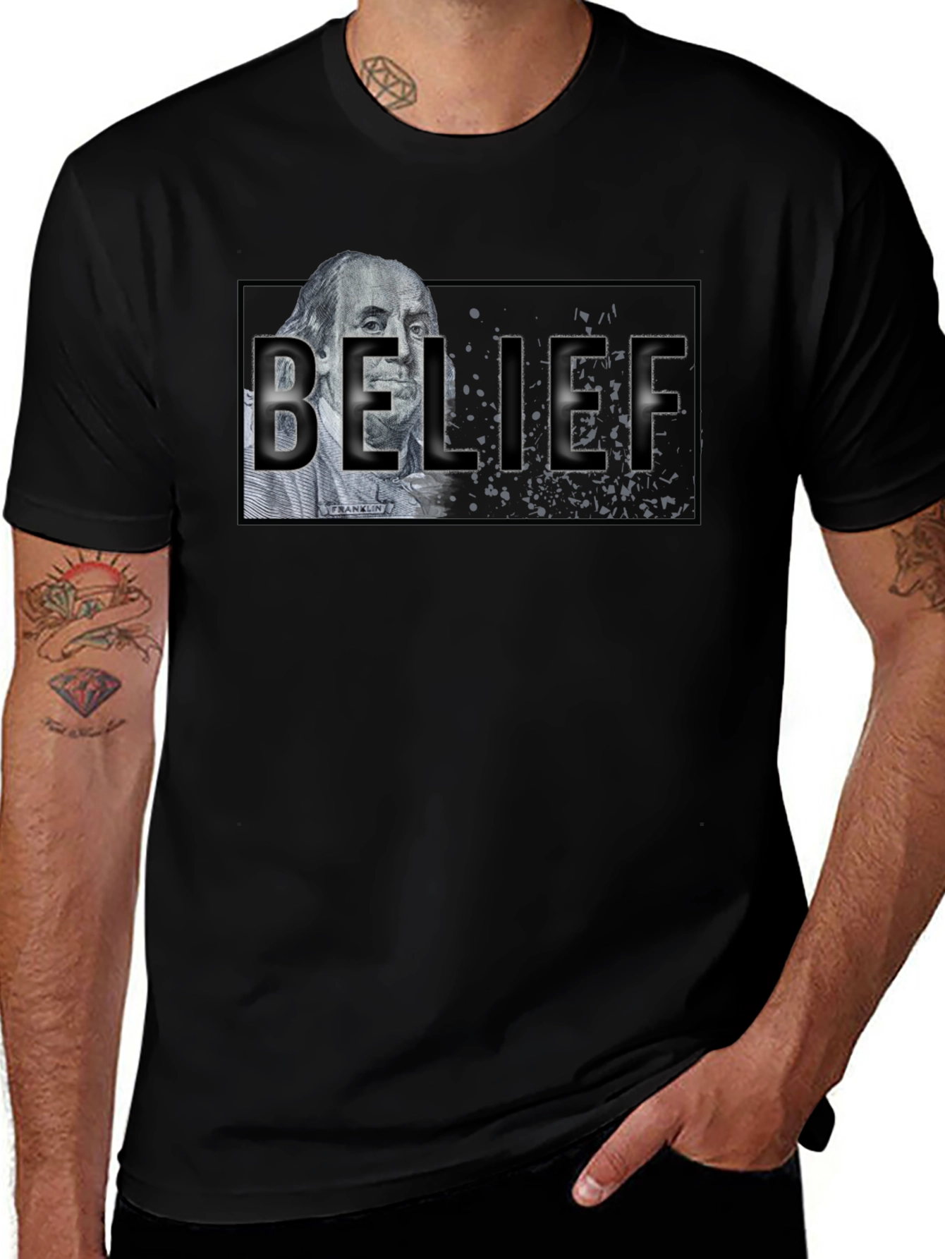 Belief Graphic T-Shirt - Black Crew Neck